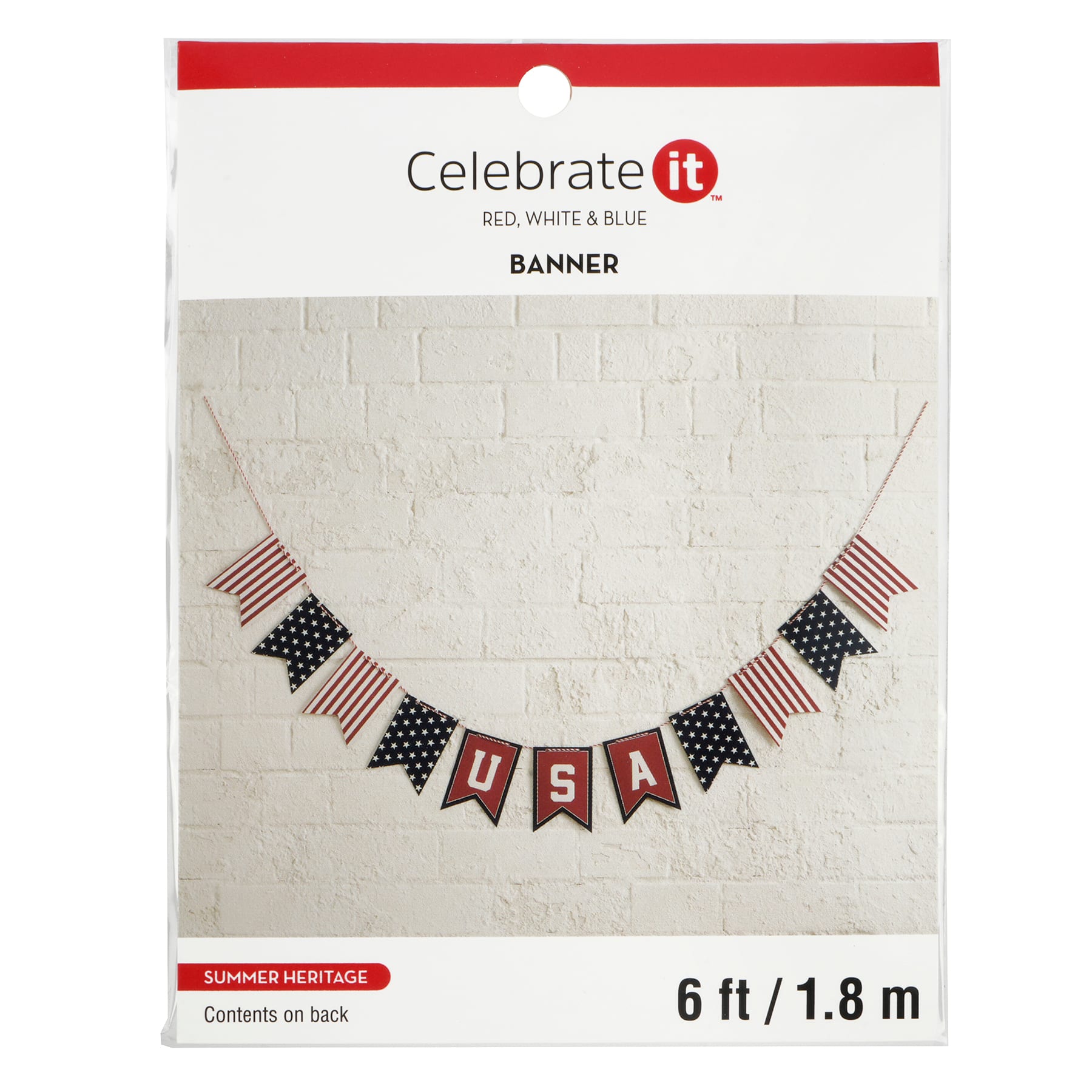 6ft. Red, White &#x26; Blue USA Banner by Celebrate It&#x2122;