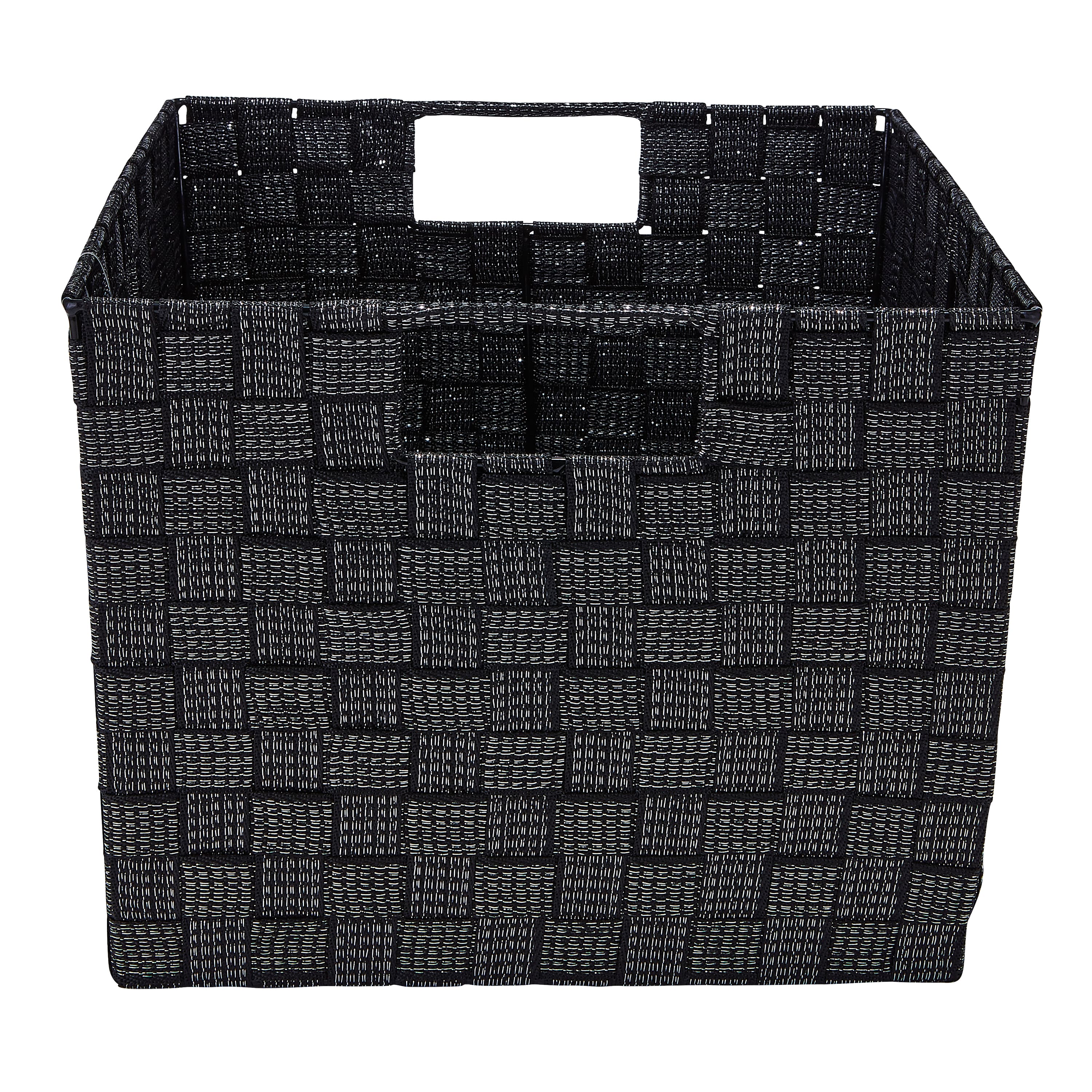 Simplify Lurex Striped Woven Storage Shelf Bin