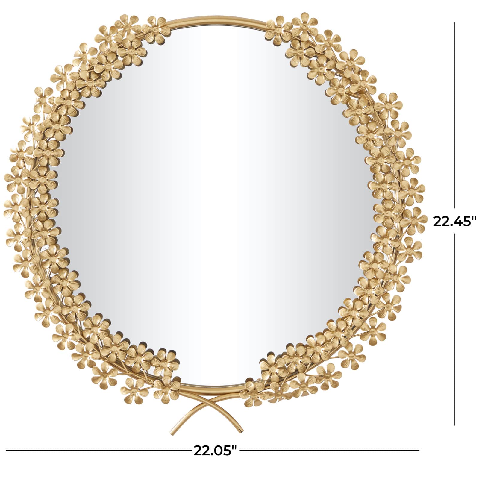 CosmoLiving by Cosmopolitan Gold Metal 3D Floral Wall Mirror 22&#x22; x 2&#x22; x 22&#x22;
