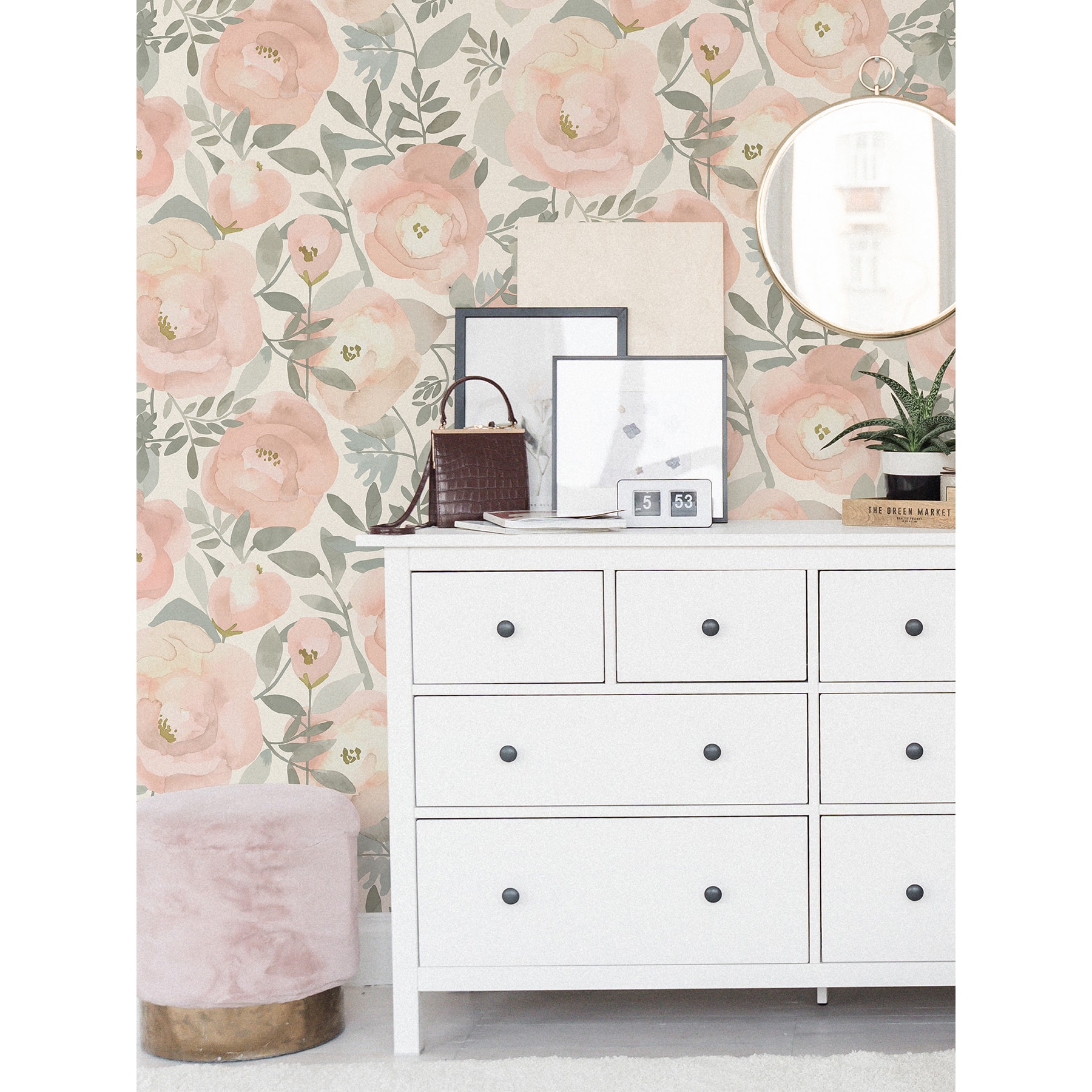 NuWallpaper Rose Peachy Keen Peel & Stick Wallpaper