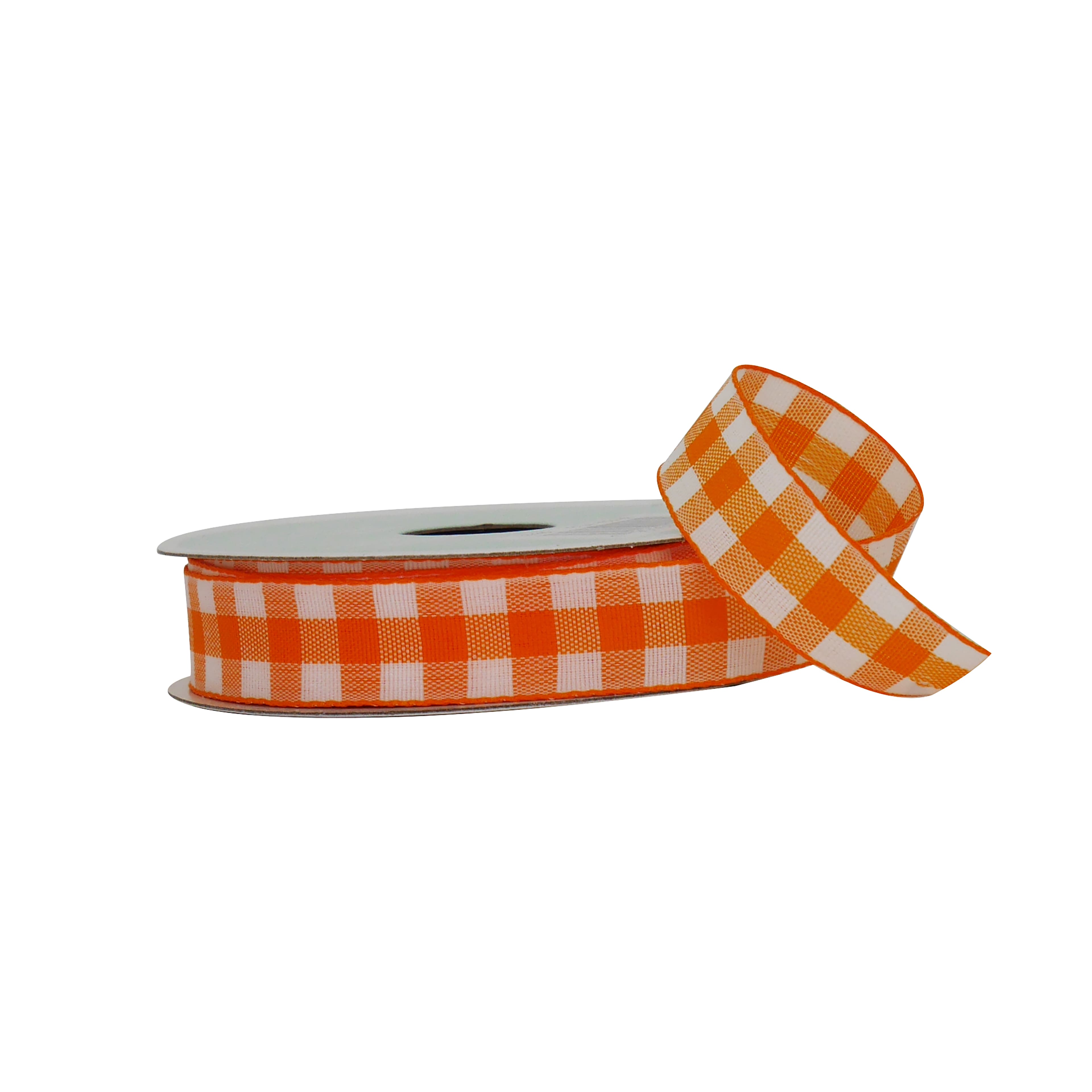 5/8&#x22; x 12ft. Orange Gingham Ribbon by Celebrate It&#xAE; Easter