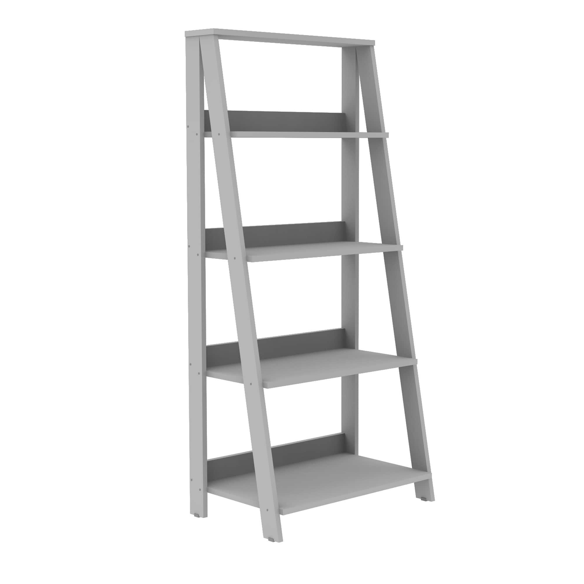 Walker Edison 55&#x22; Gray Modern Ladder Bookshelf