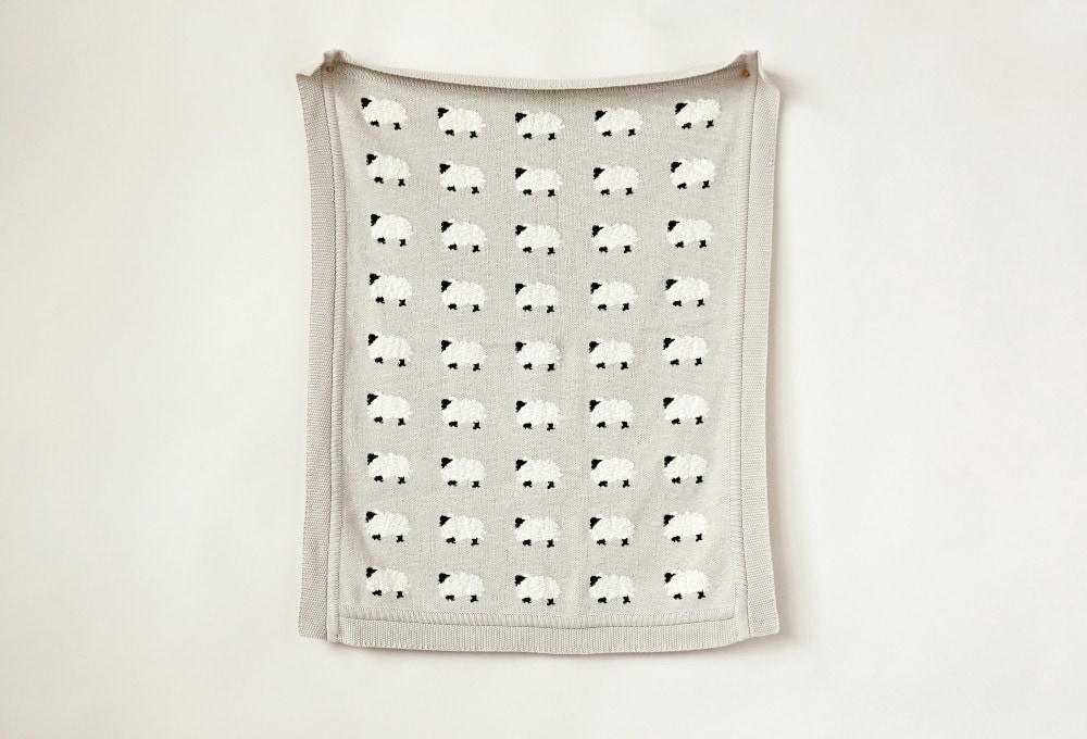 Hello Honey® Gray Cotton Knit Sheep Blanket