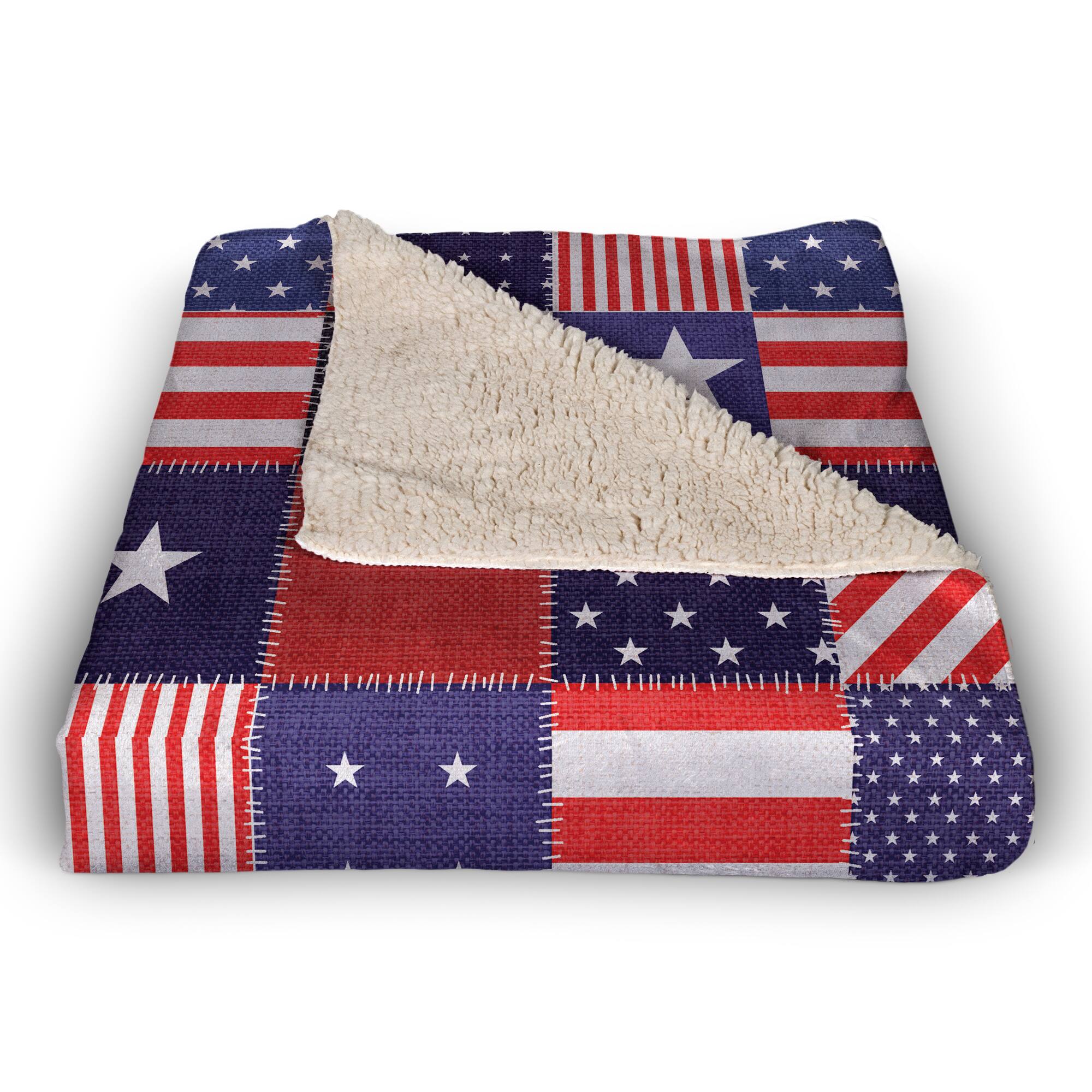 Stars &#x26; Stripes Quilt Pattern Sherpa Fleece Blanket