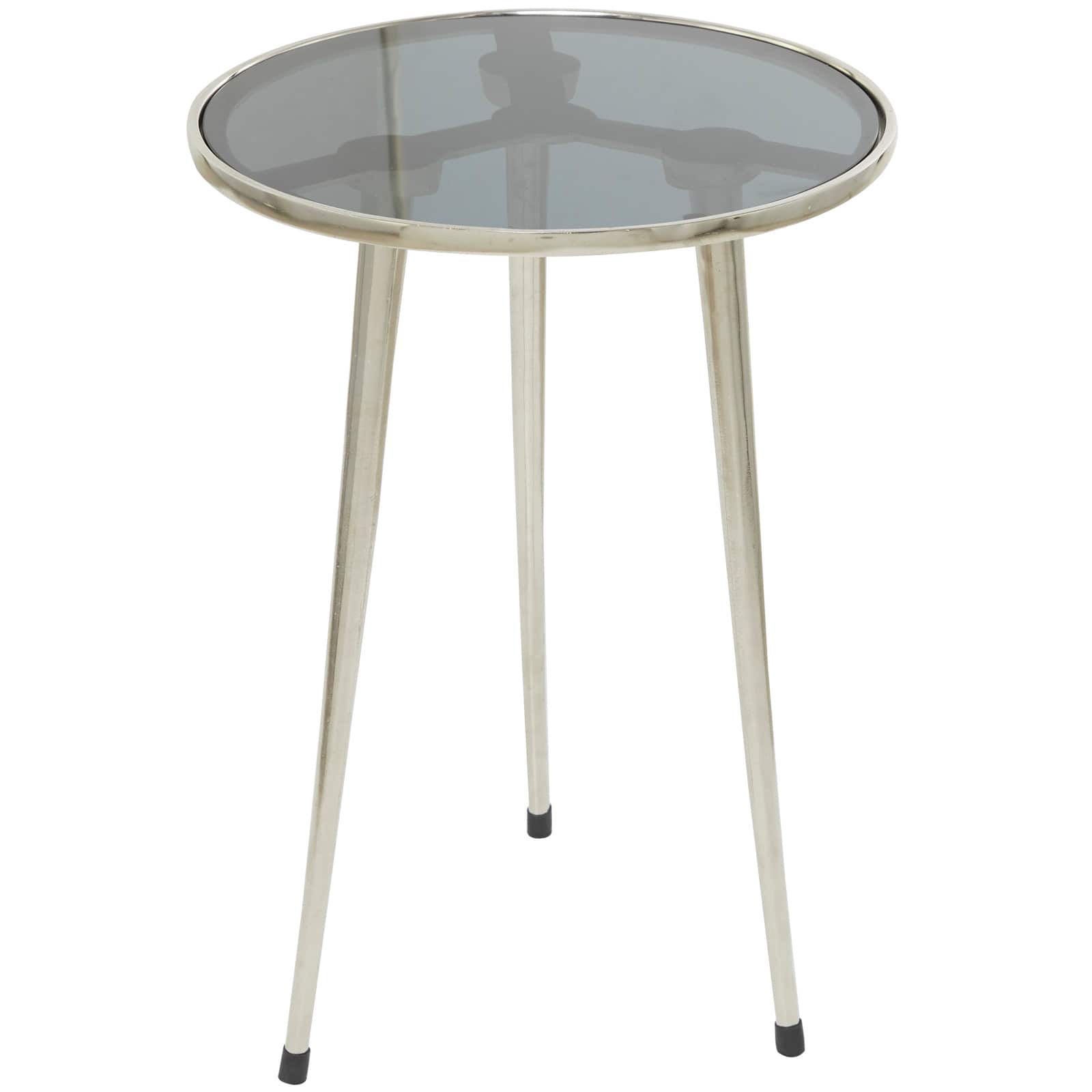 22&#x22; Aluminum Tripod Legs Accent Table with Shaded Glass Top
