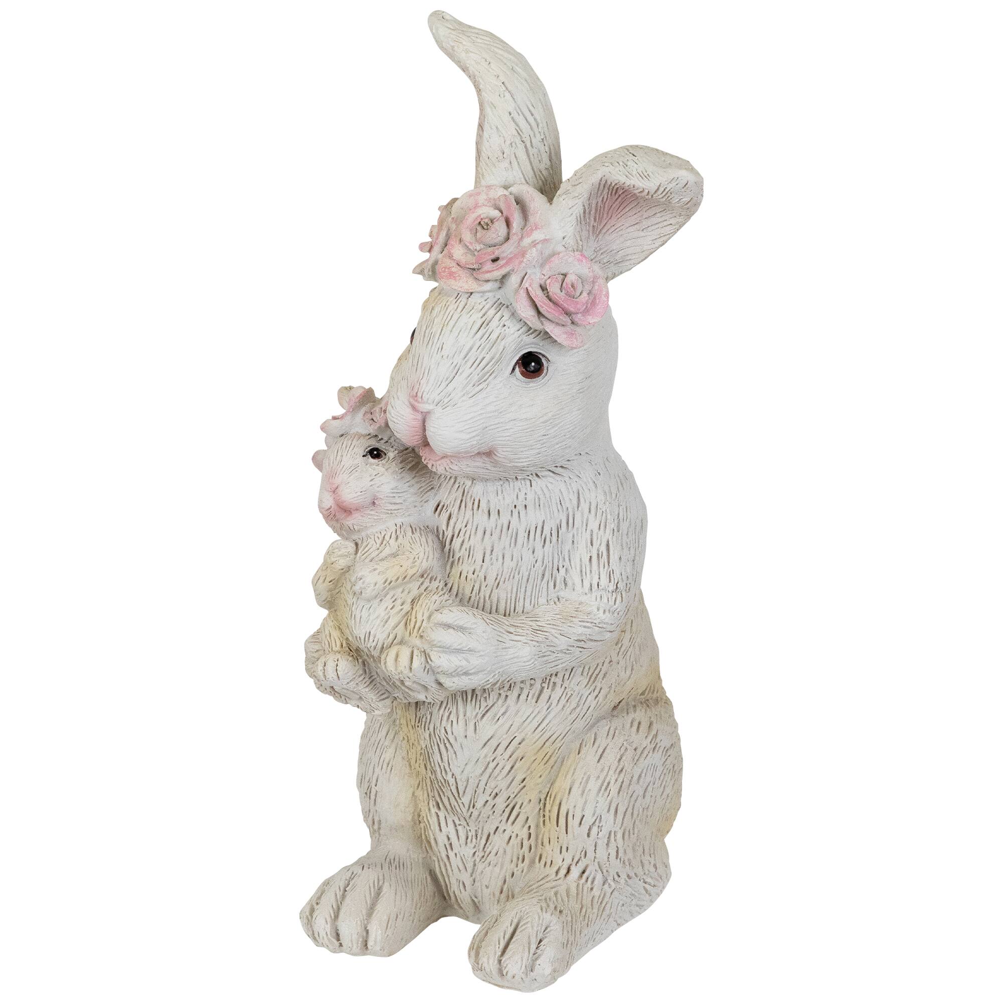 9.25" Mother & Baby Bunny Outdoor Garden Easter Statue