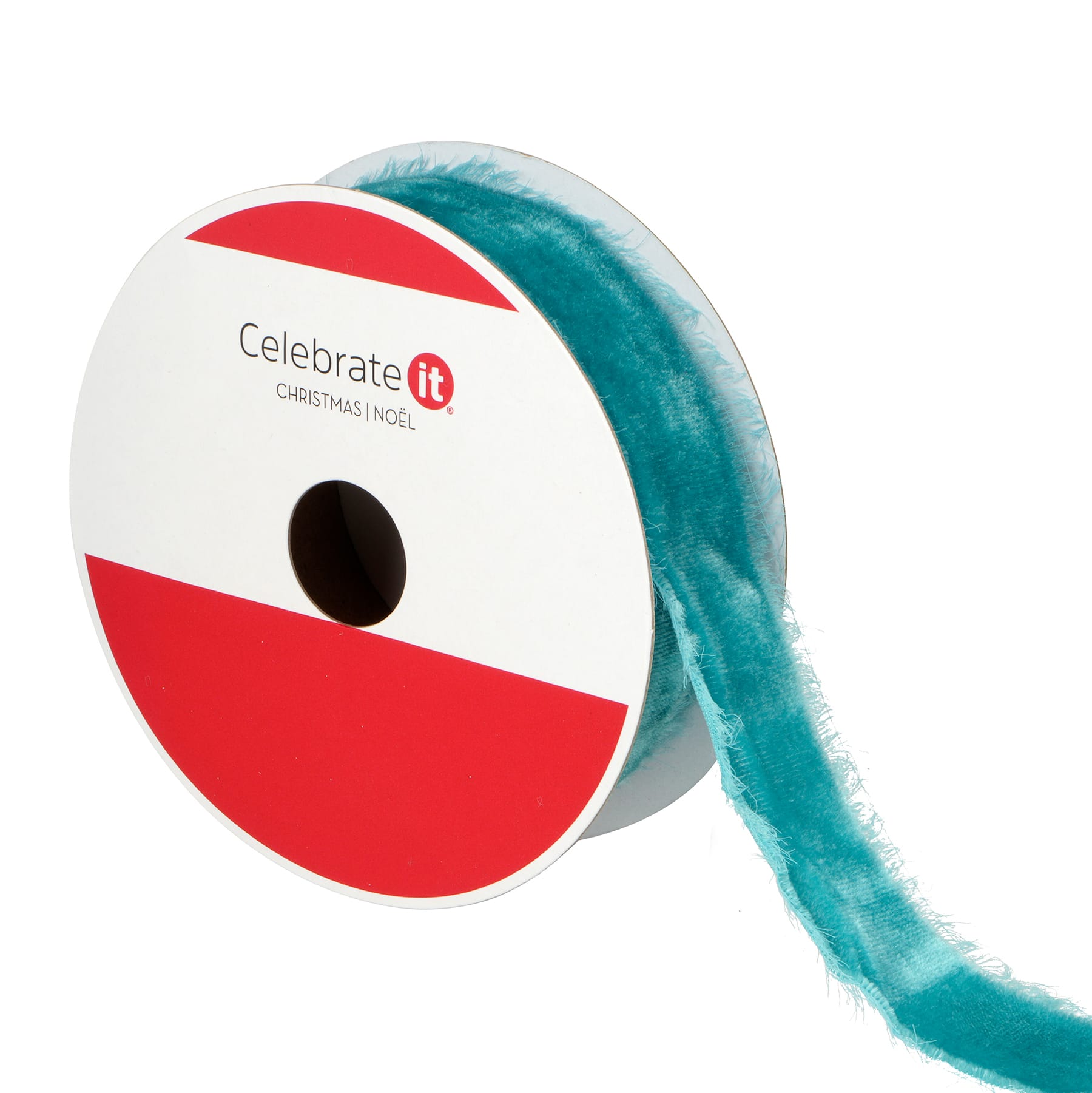 1.2&#x22; x 15ft. Turquoise Velvet Frayed Edge Ribbon by Celebrate It&#xAE;