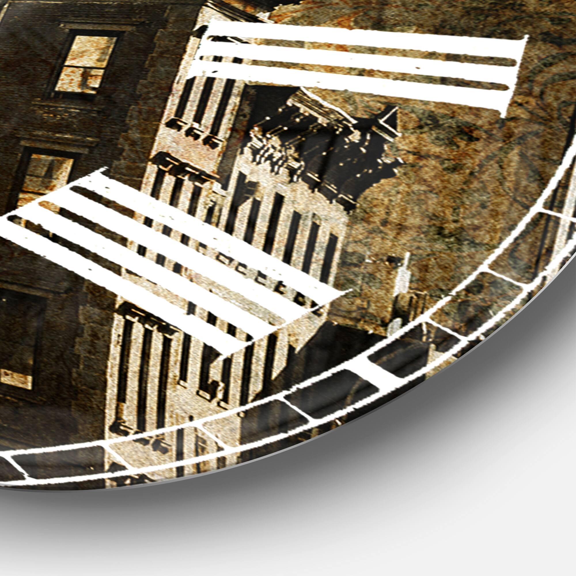 Designart &#x27;Red Tree On Black And White New York City Street Industrial Wall Clock