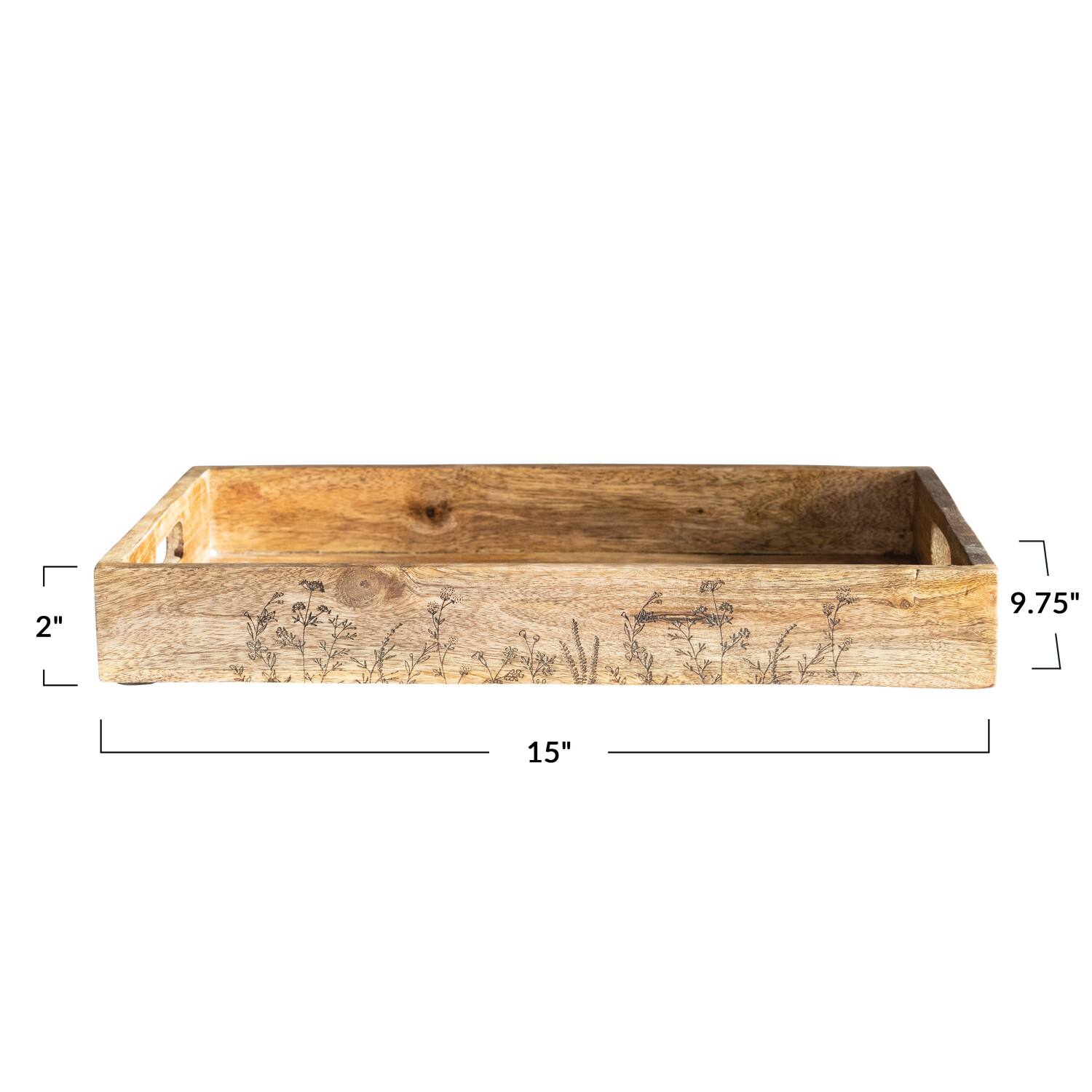Hello Honey® Natural Botanical Mango Wood Tray with Handles