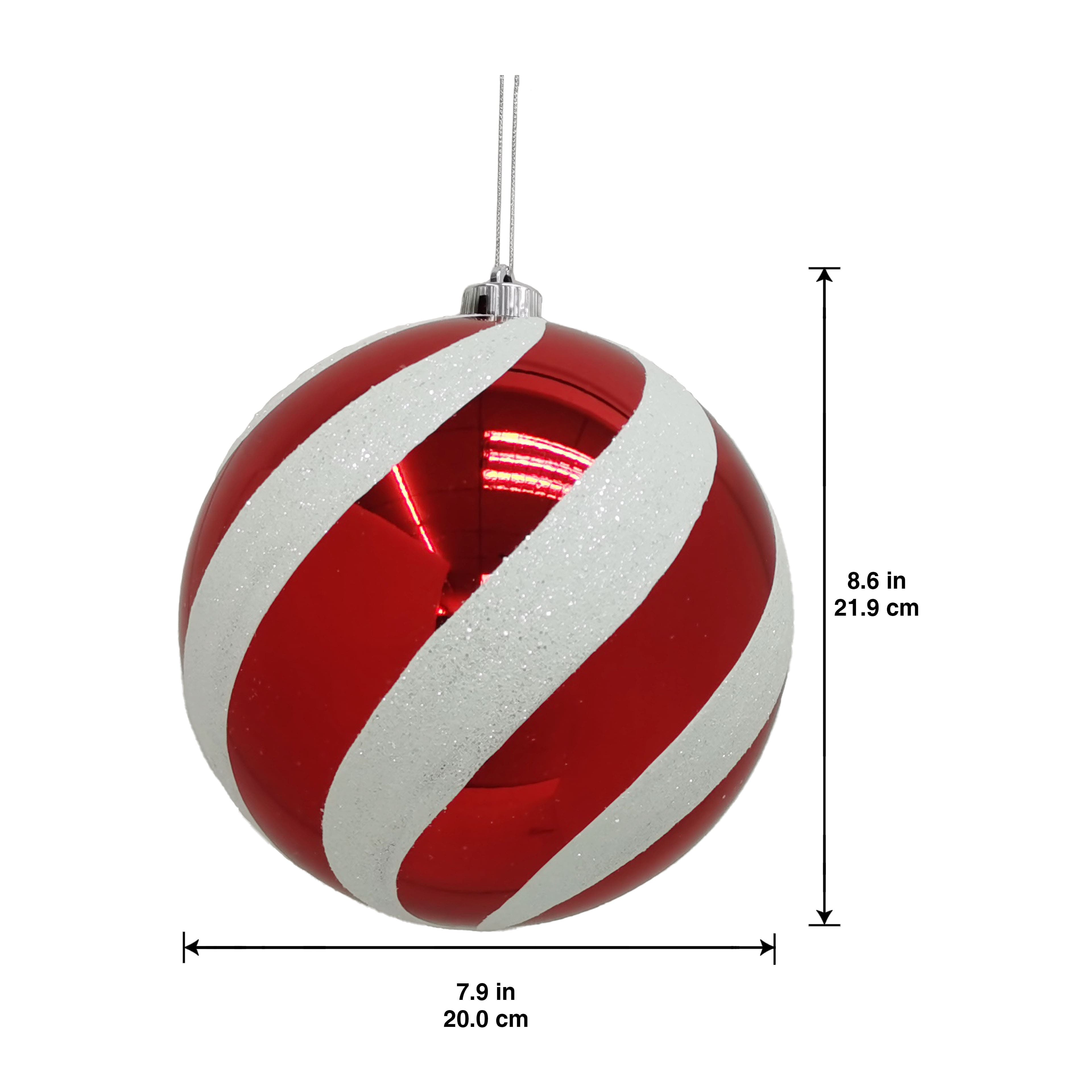 8.25&#x22; Red &#x26; White Glitter Jumbo Peppermint Twist Ball Ornament by Ashland&#xAE;