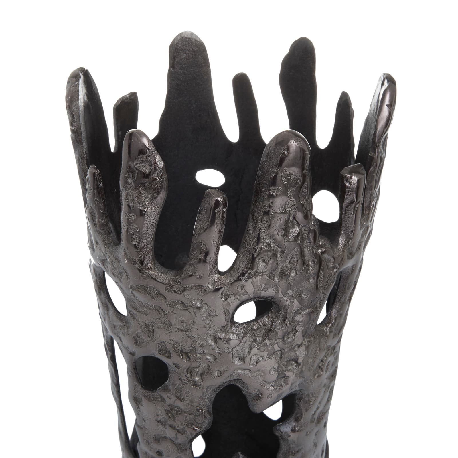 Set of 2" Black Aluminum Contemporary Vases, 20" x 7" x 6"