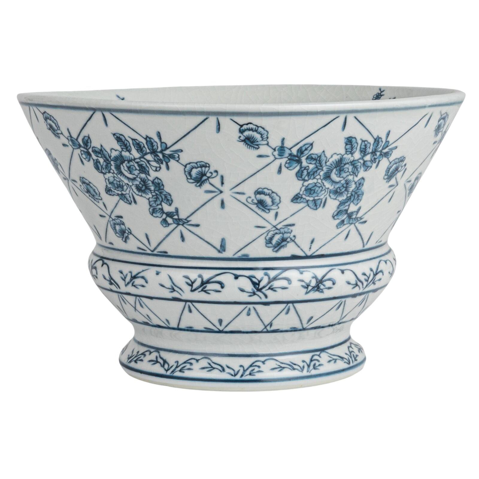 Hello Honey® 10" Blue & White Round Blossom Porcelain Bowl