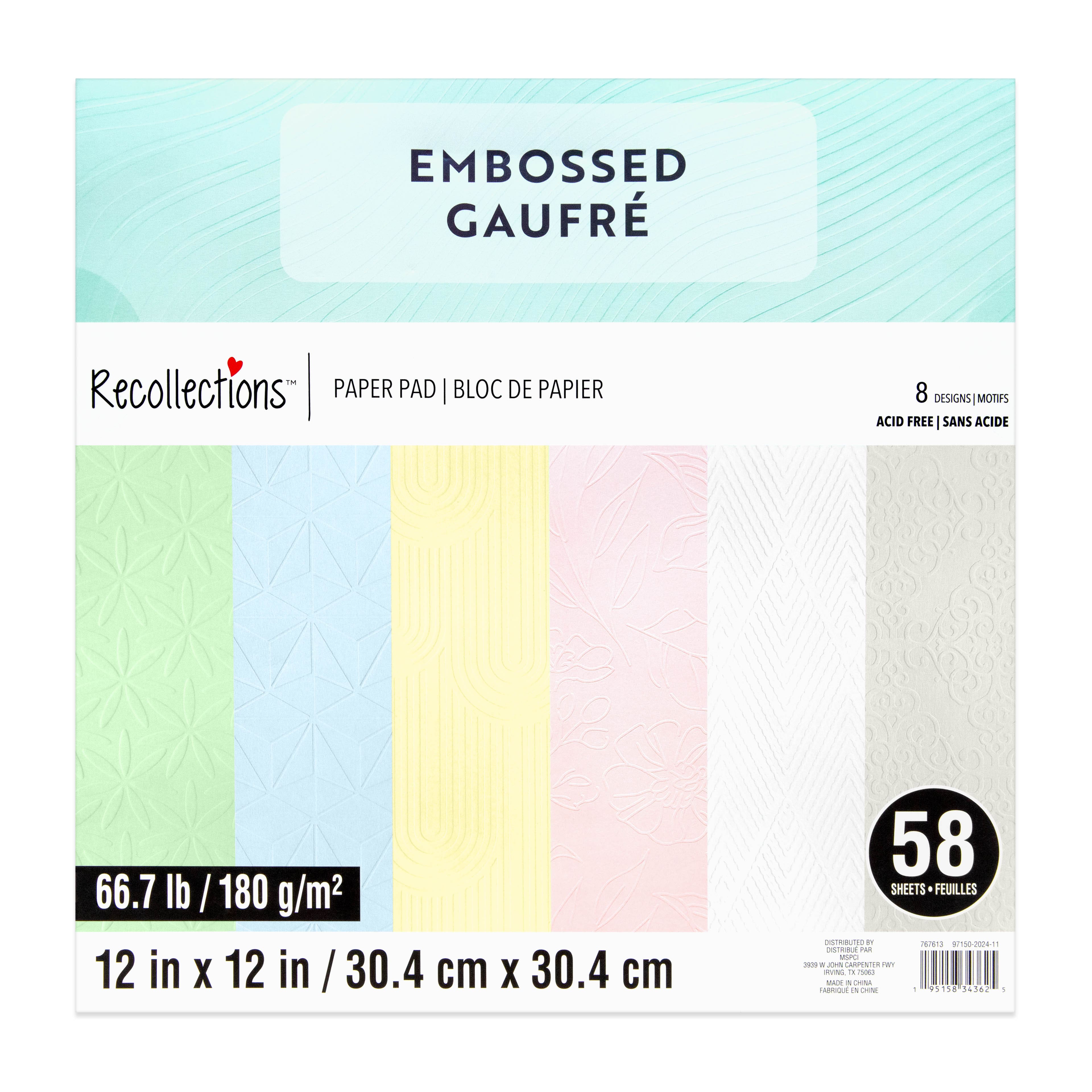 6 Pack: 12" x 12" Embossed Paper Pad by Recollections™, 58 Sheets