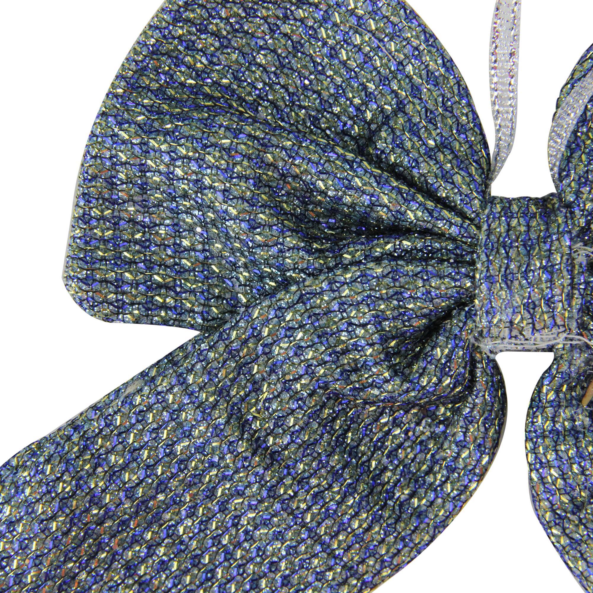 5.25&#x22; Blue Double Loop Christmas Bow Wall D&#xE9;cor