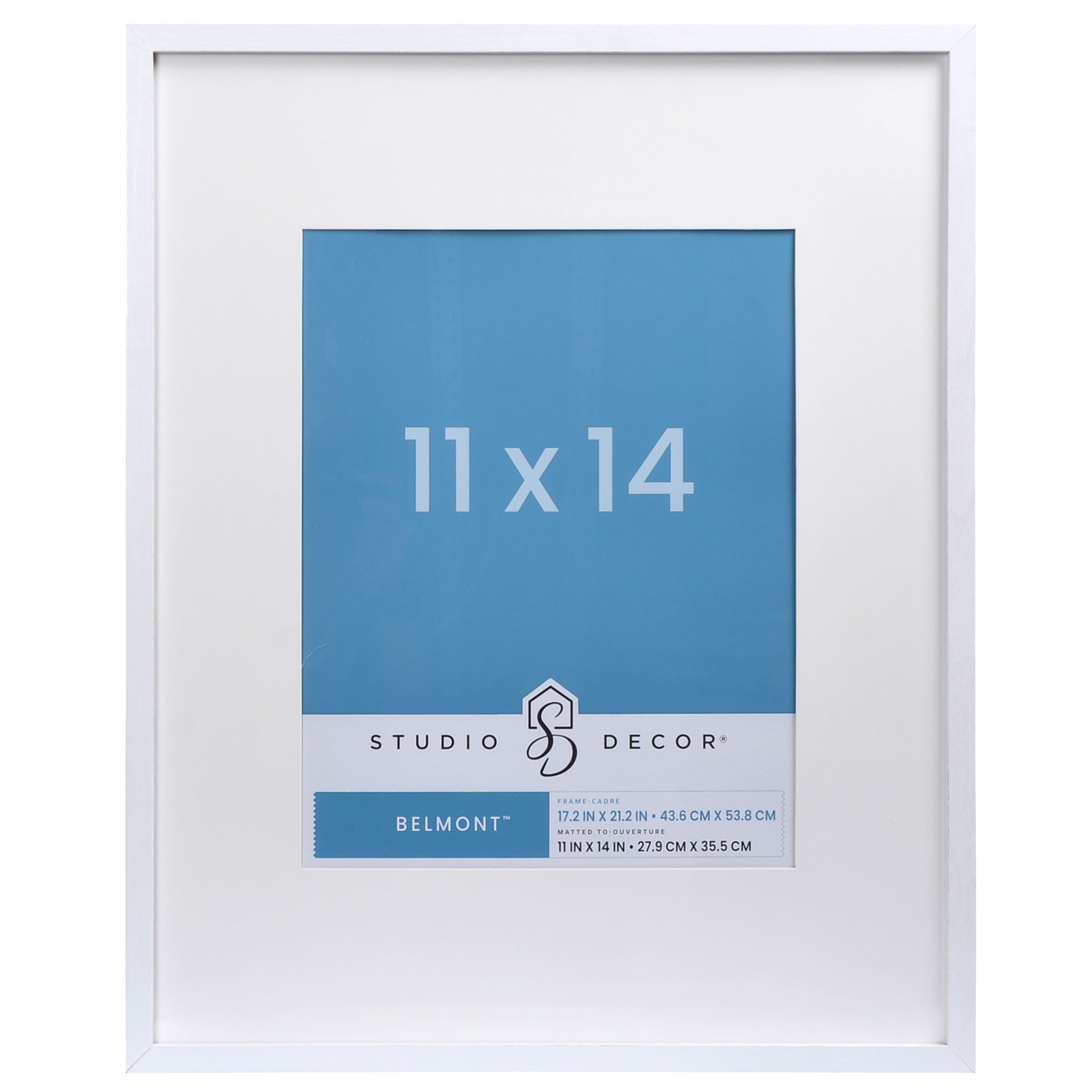 Gallery Solutions 16x20 Black Wall Picture Frame with Double White Mat For  11x14 Image
