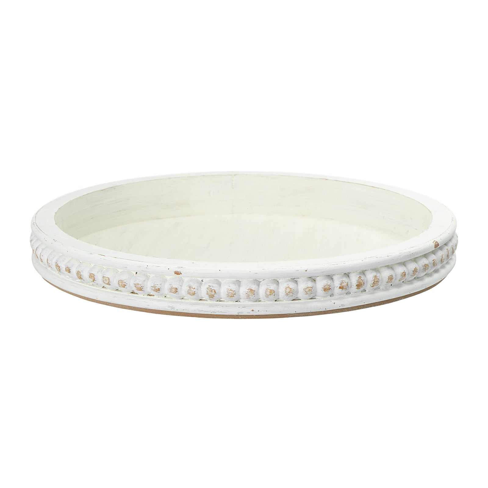 Hello Honey® 16" Decorative Round Wood Tray with Hobnail Edge