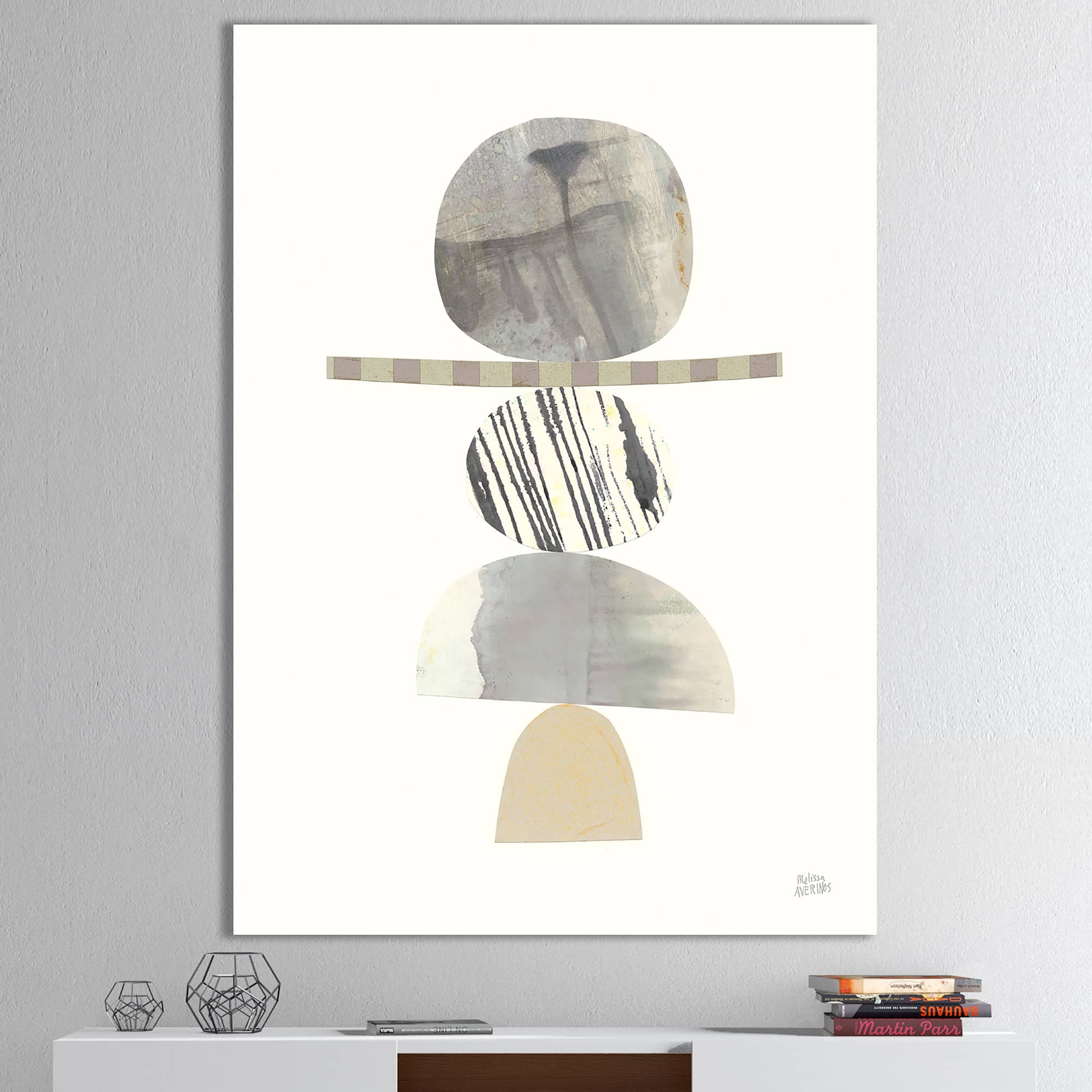 Designart - Geometric Balance Neutral I - Shabby Chic Canvas Art