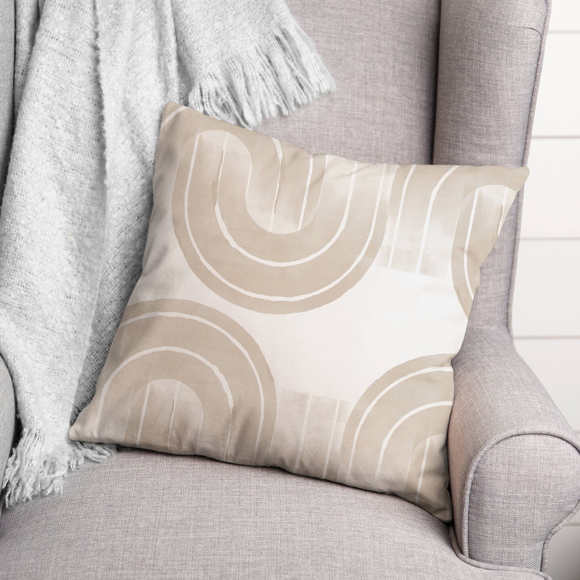 Tan Arches Throw Pillow