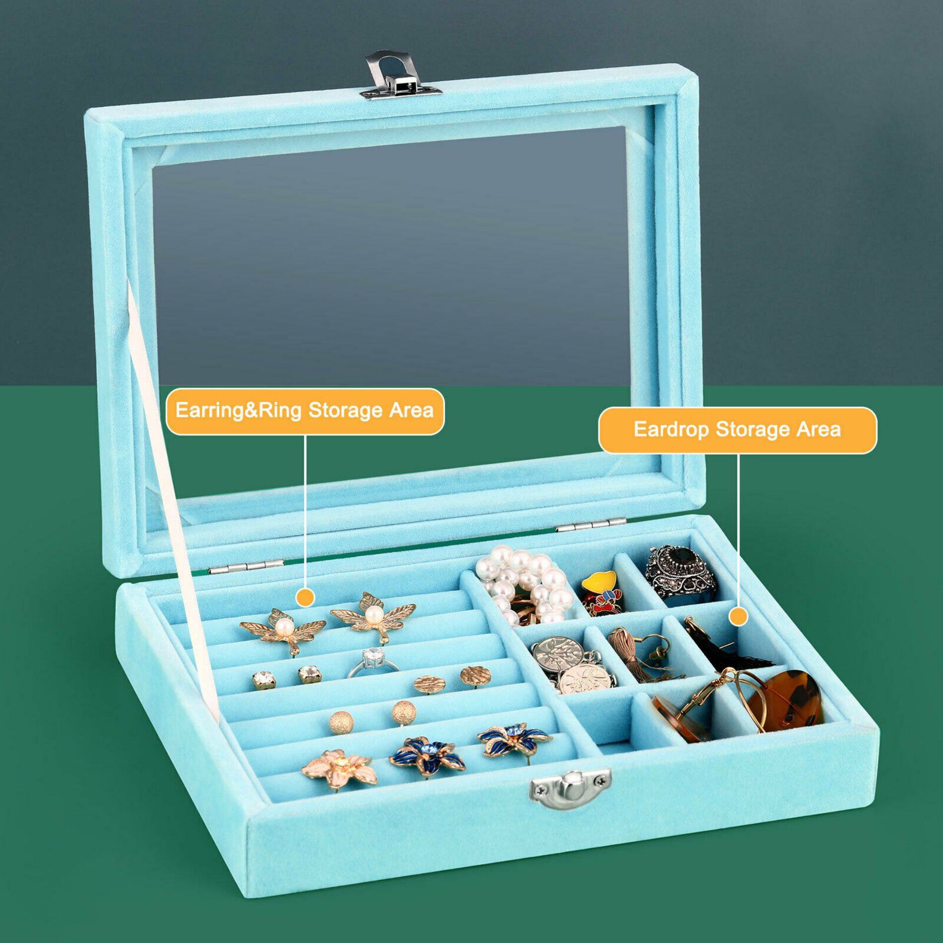 NEX™ 8" Blue Velvet Jewelry Organizer For Earring and Rings