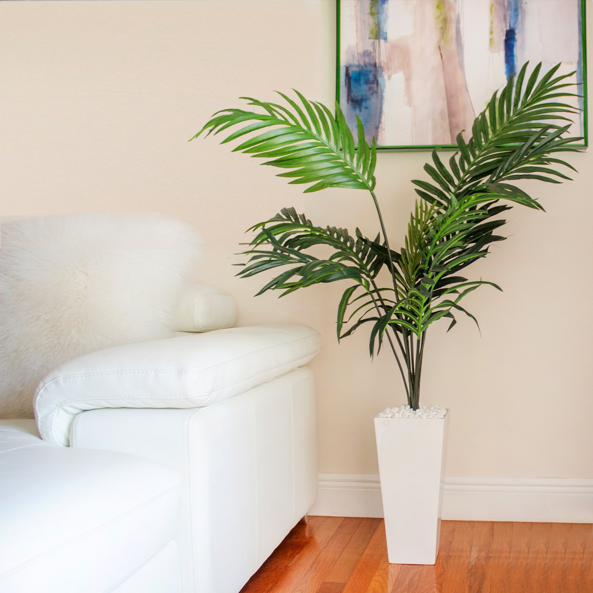 4.5ft. Kentia Palm Artificial Tree in White Tower Planter