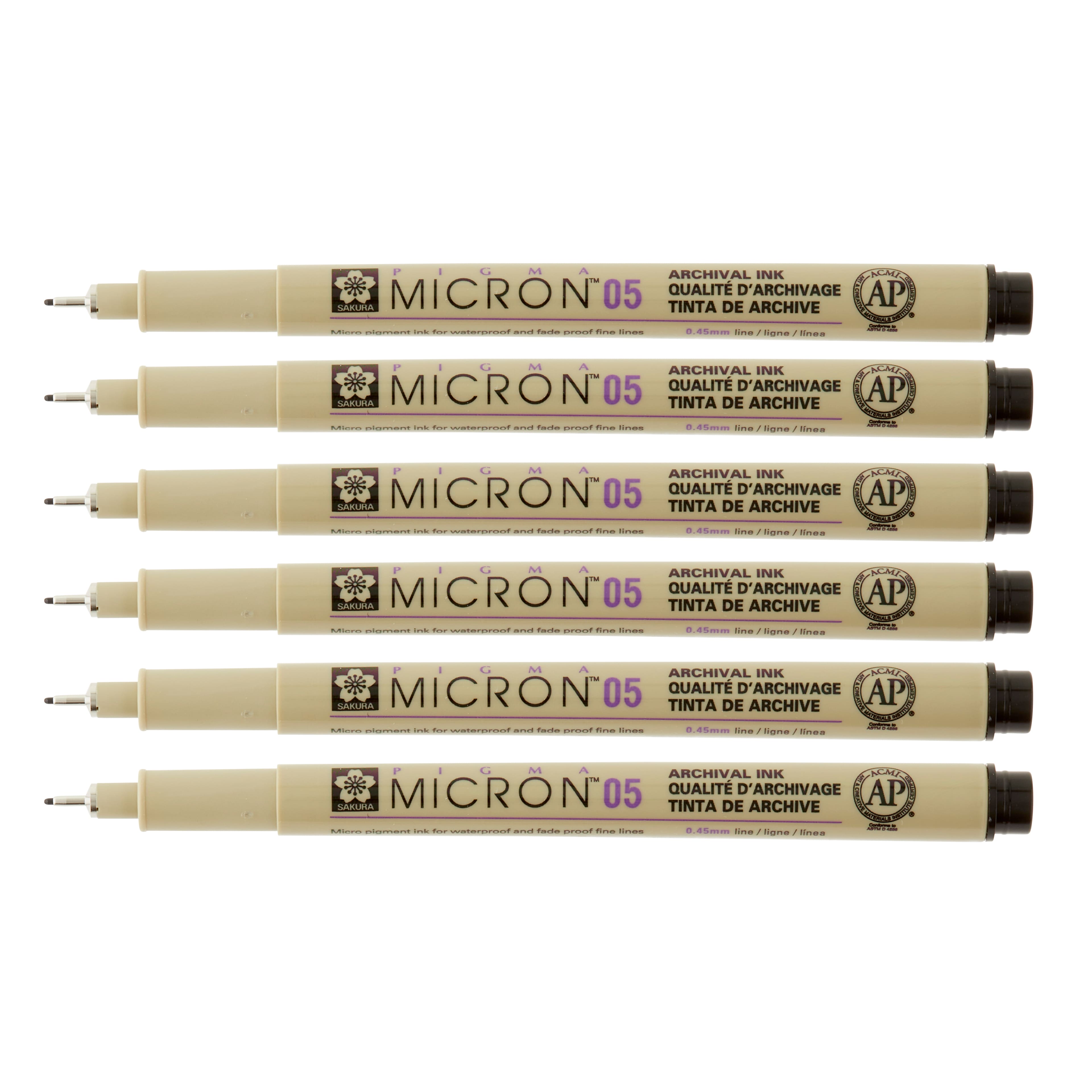 Pigma® Micron™ 05 Fine Line Black Pens, 6ct.