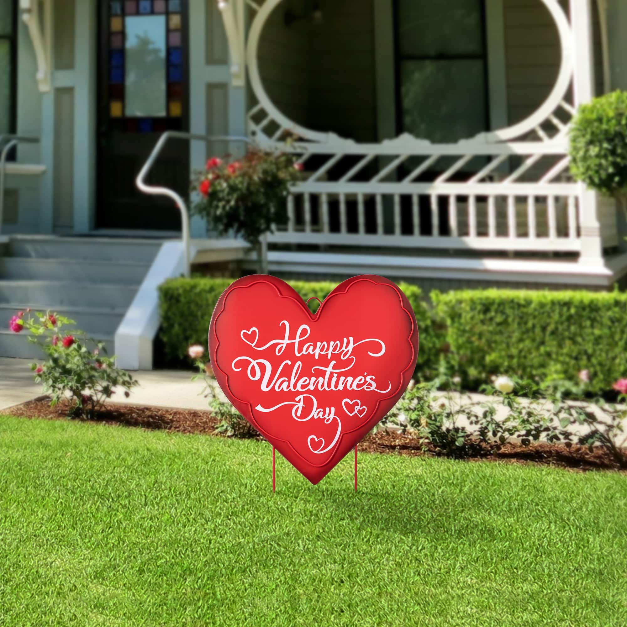 Glitzhome® 24" Metal Happy Valentine's Day Heart Yard Stake