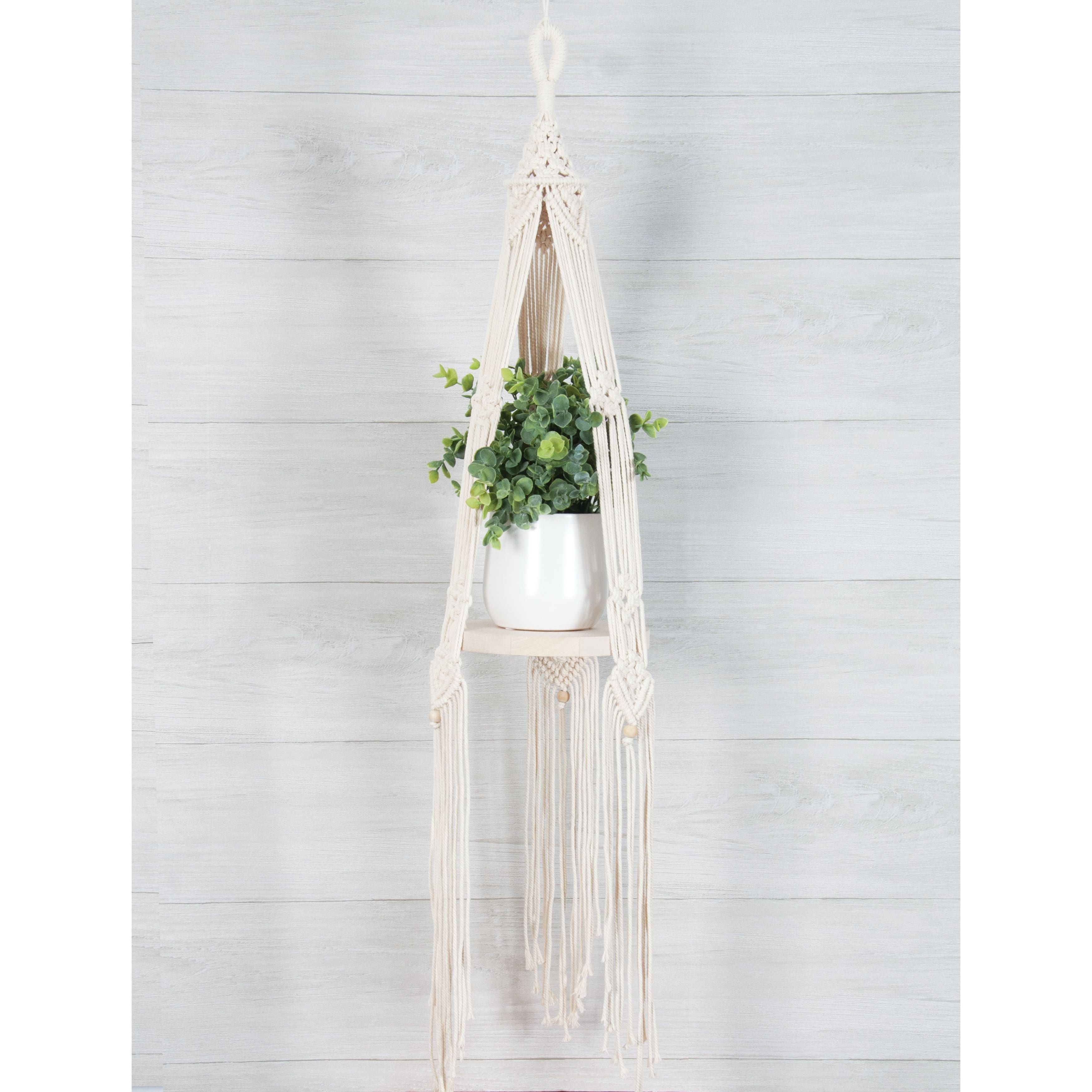 Solid Oak Make-ramé™ Bohemian Round Hanging Shelf Macramé Kit