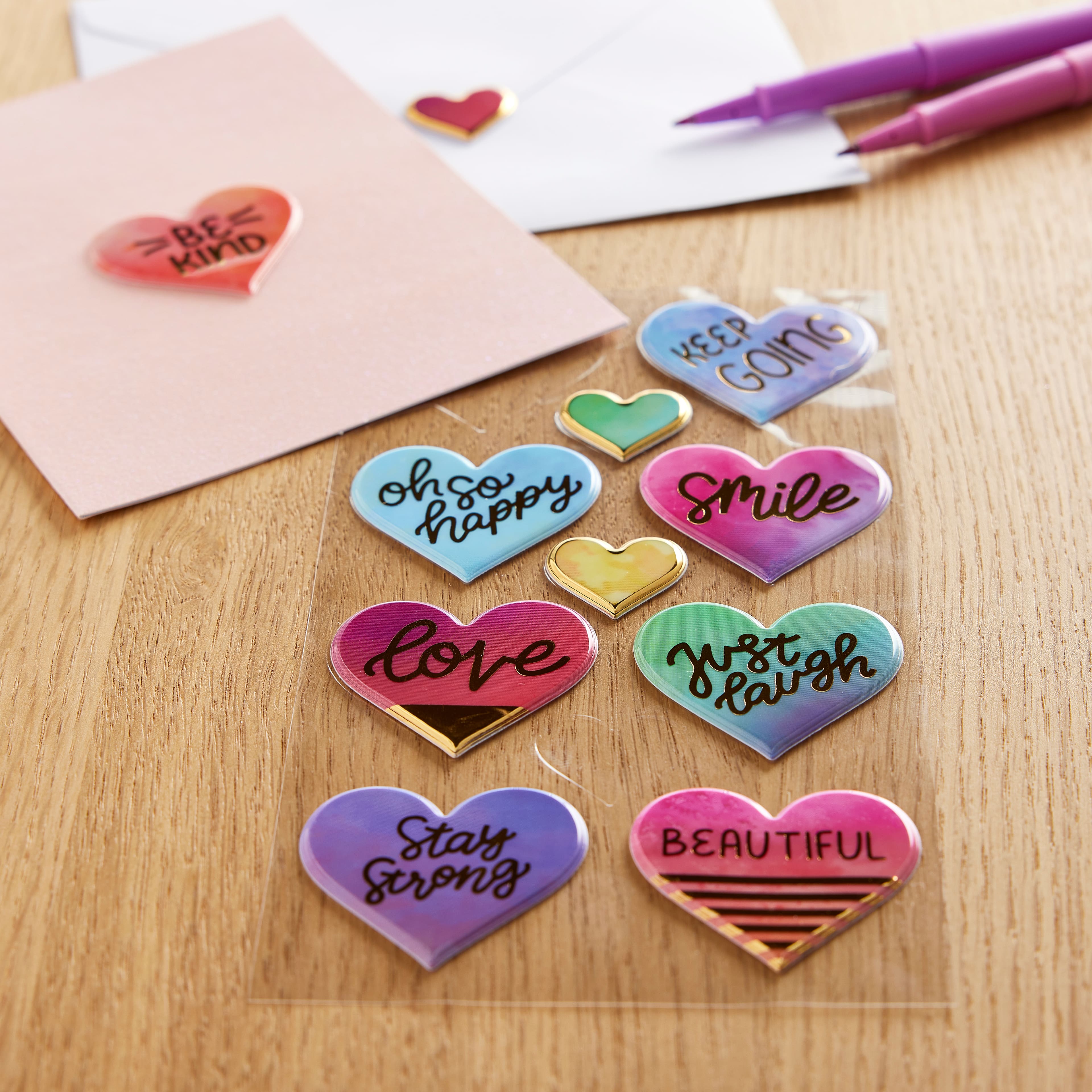 Puffy Watercolor Hearts Stickers by Recollections&#x2122;