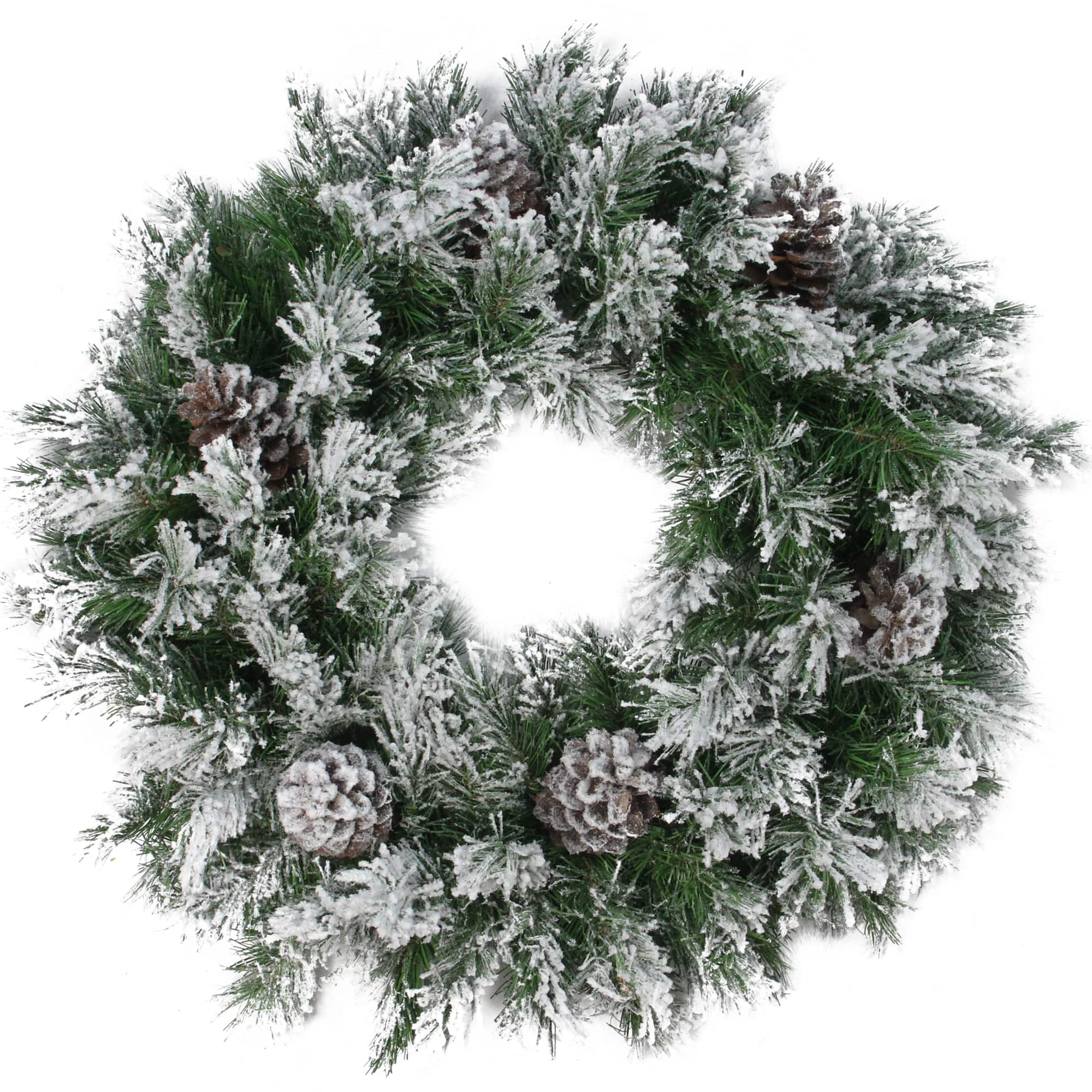 24" Flocked Angel Pine & Pinecones Wreath