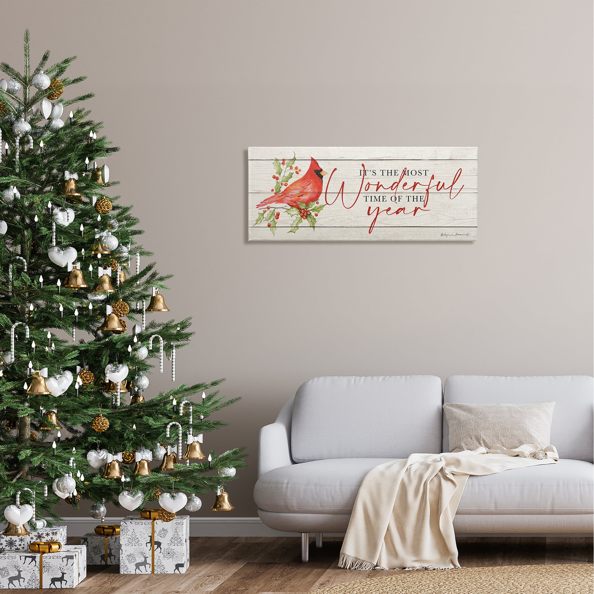 Stupell Industries Most Wonderful Time Cardinal Canvas Wall Art