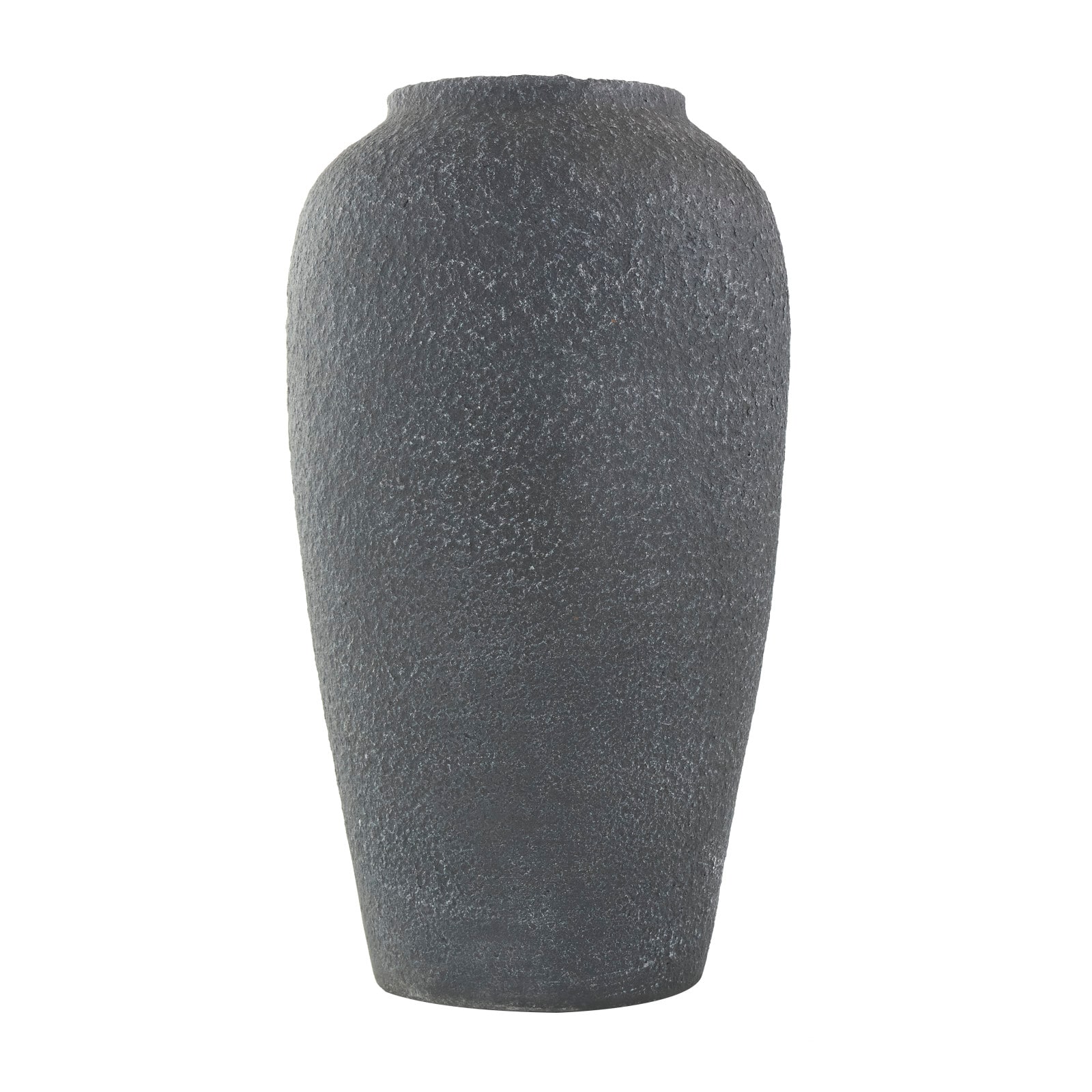 15" Black Ceramic Whitewashed Textured Vase