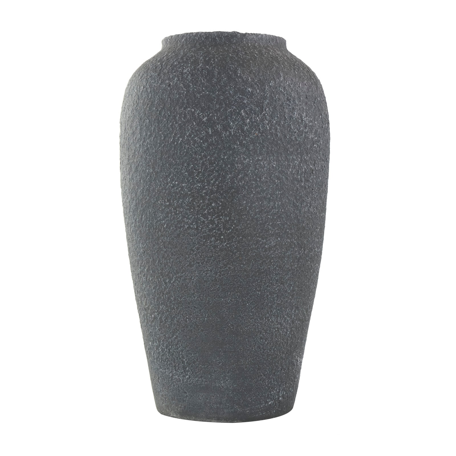 15&#x22; Black Ceramic Whitewashed Textured Vase