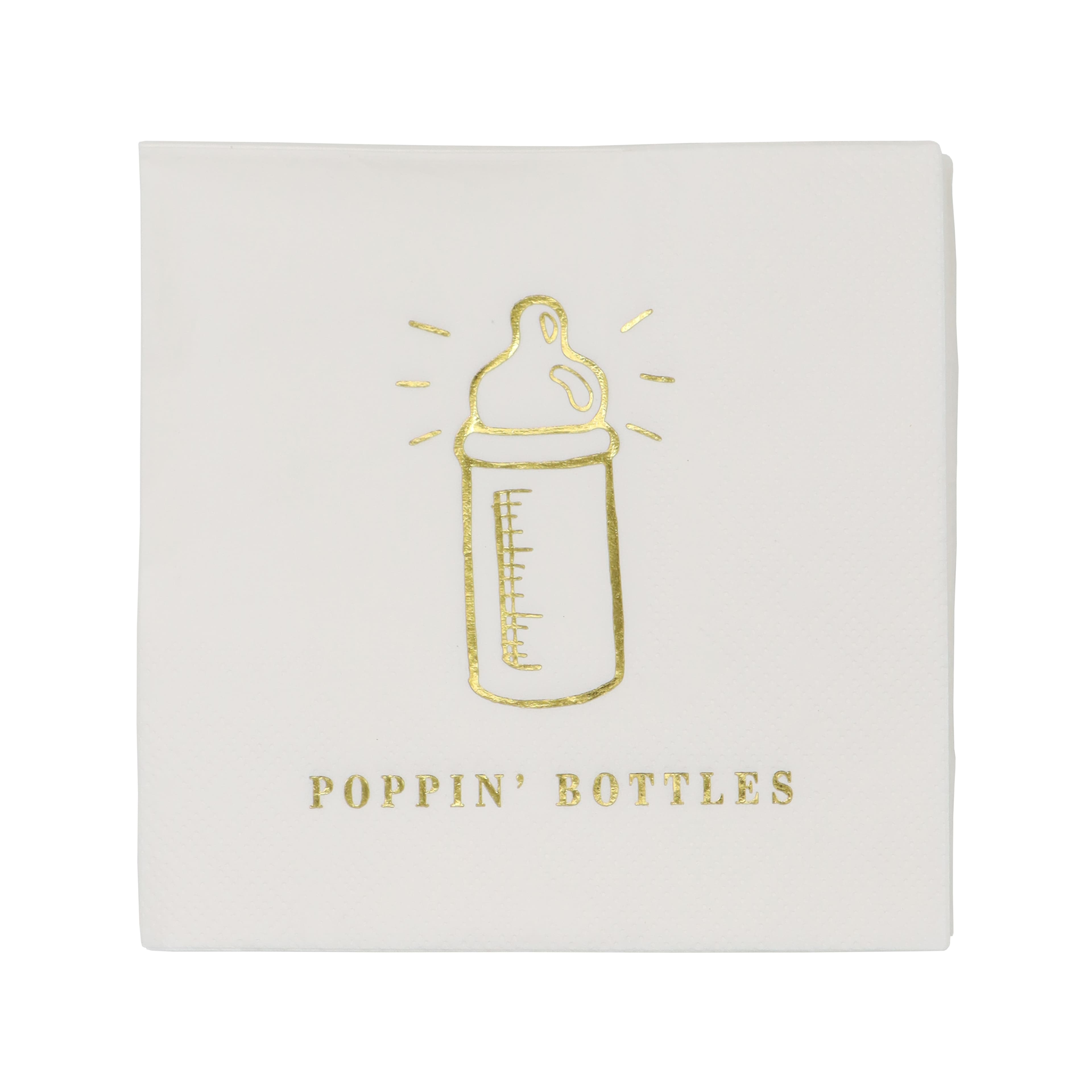 24 Packs: 20 ct. (480 total) Gold Baby Bottle Beverage Napkins by Celebrate It™