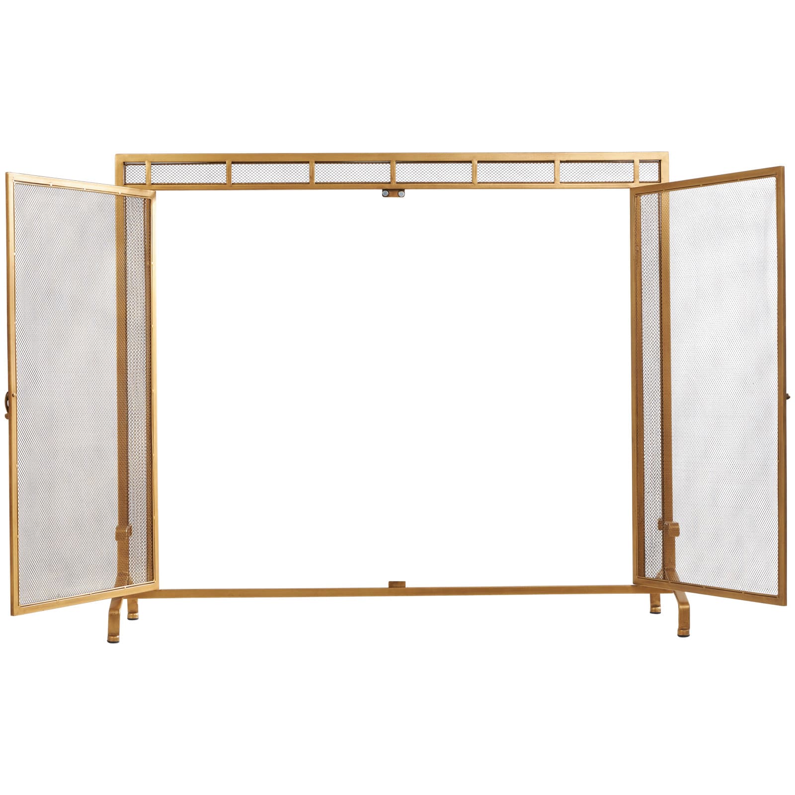 33.5" Gold Metal Geometric Single Panel Fireplace Screen