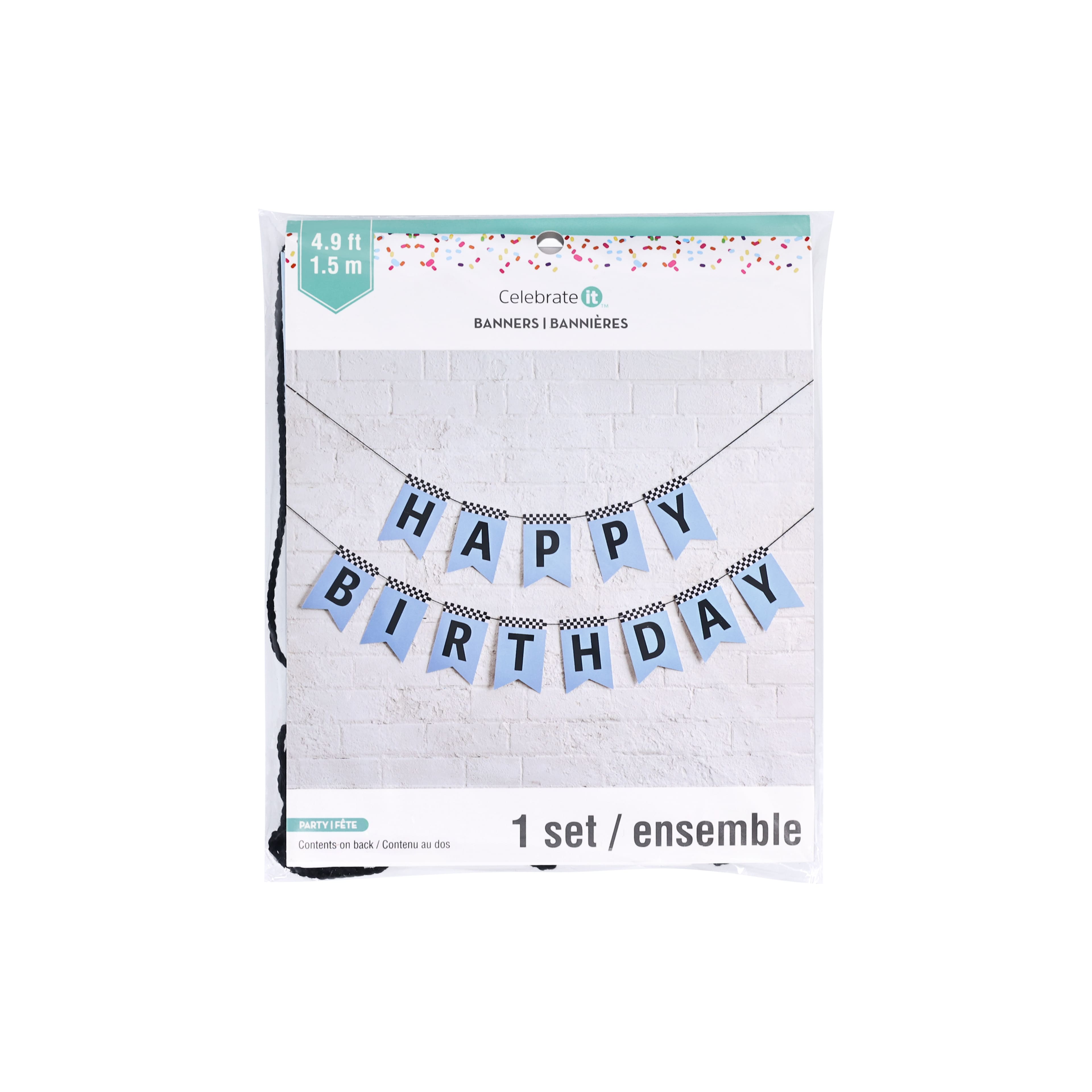 5ft. Blue Happy Birthday Racing Banner Set by Celebrate It™