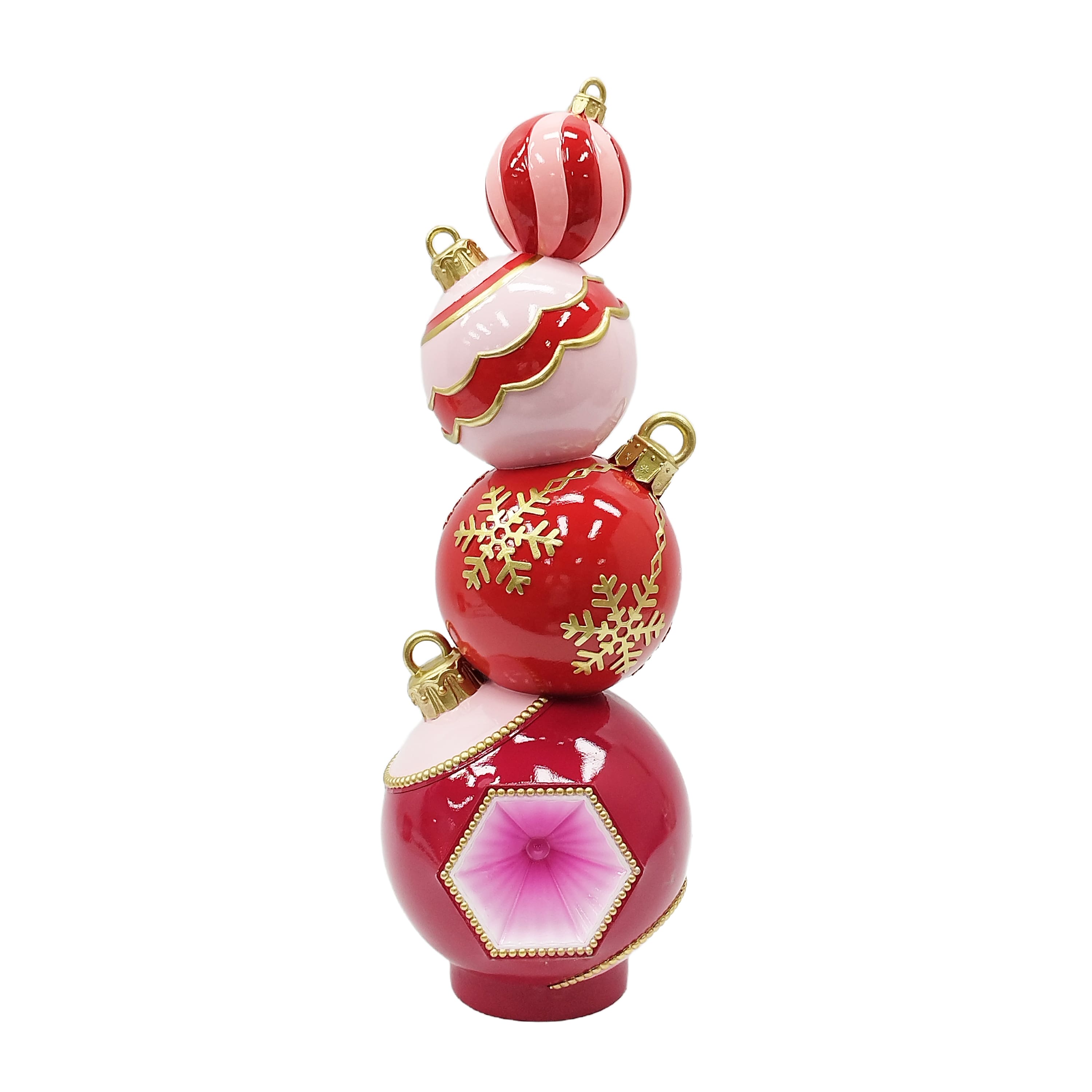 24&#x22; Pink, Red &#x26; Gold Ball Ornament Stack Tabletop D&#xE9;cor by Ashland&#xAE;