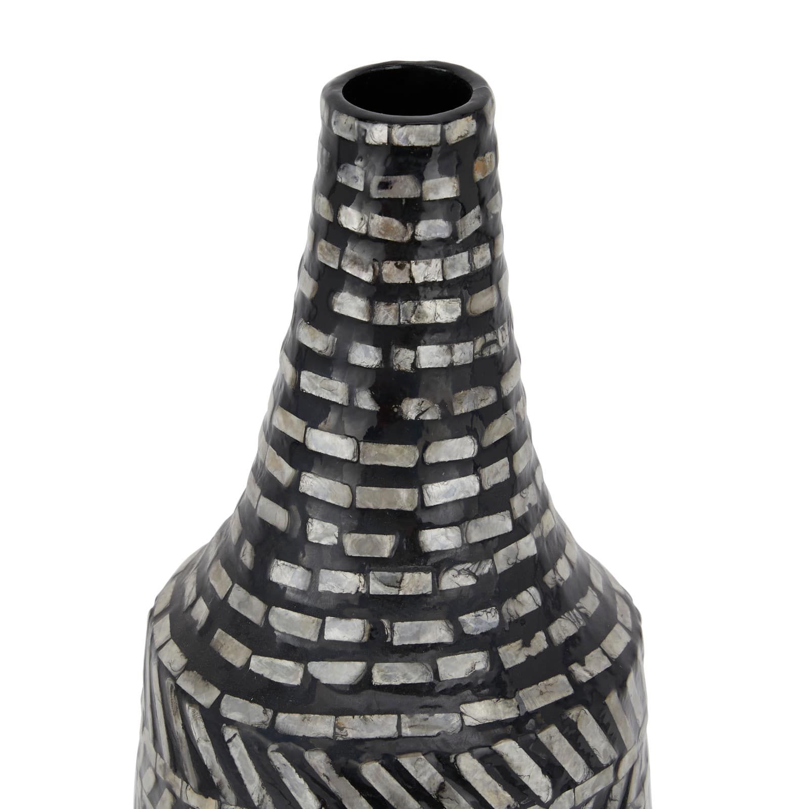 Black Shell Contemporary Vase, 28&#x22; x 10&#x22; x 10&#x22;