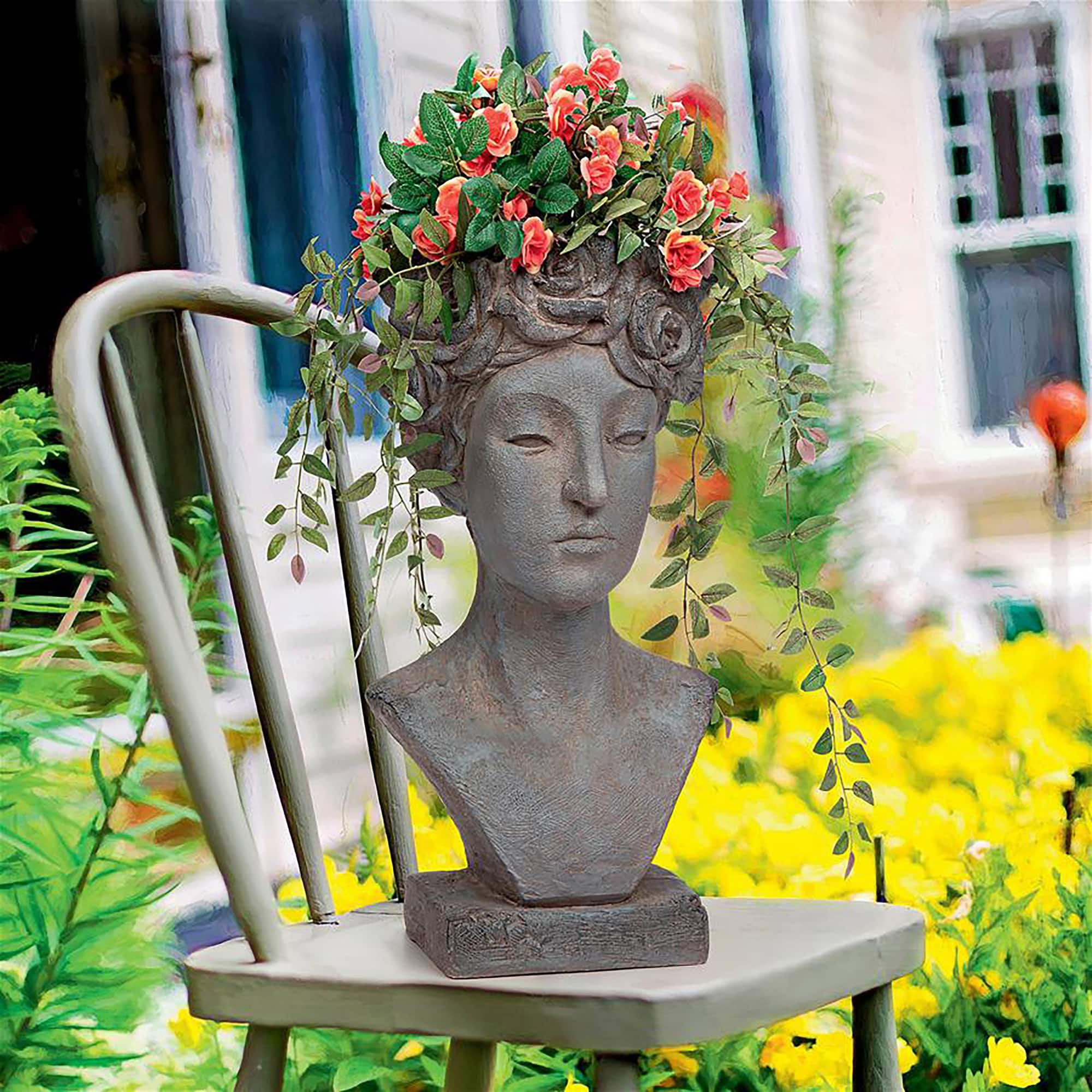 Design Toscano 12" Flora Roman Nymph of Flowers Sculptural Head Planter