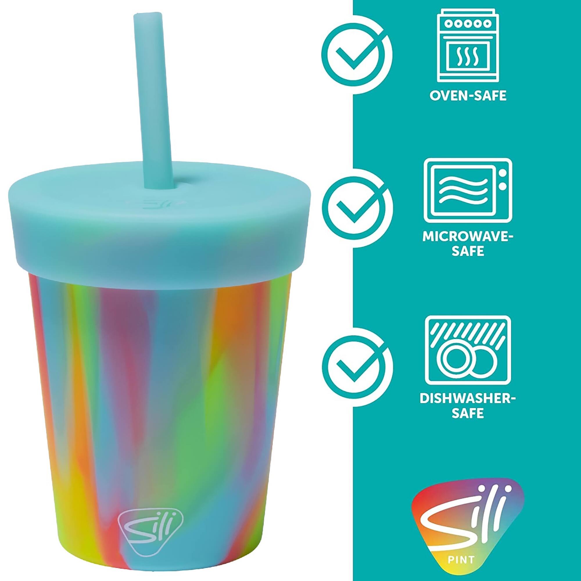 Silipint® 8oz. Aqua & Sugar Rush Kids Silicone Straw Tumbler 2