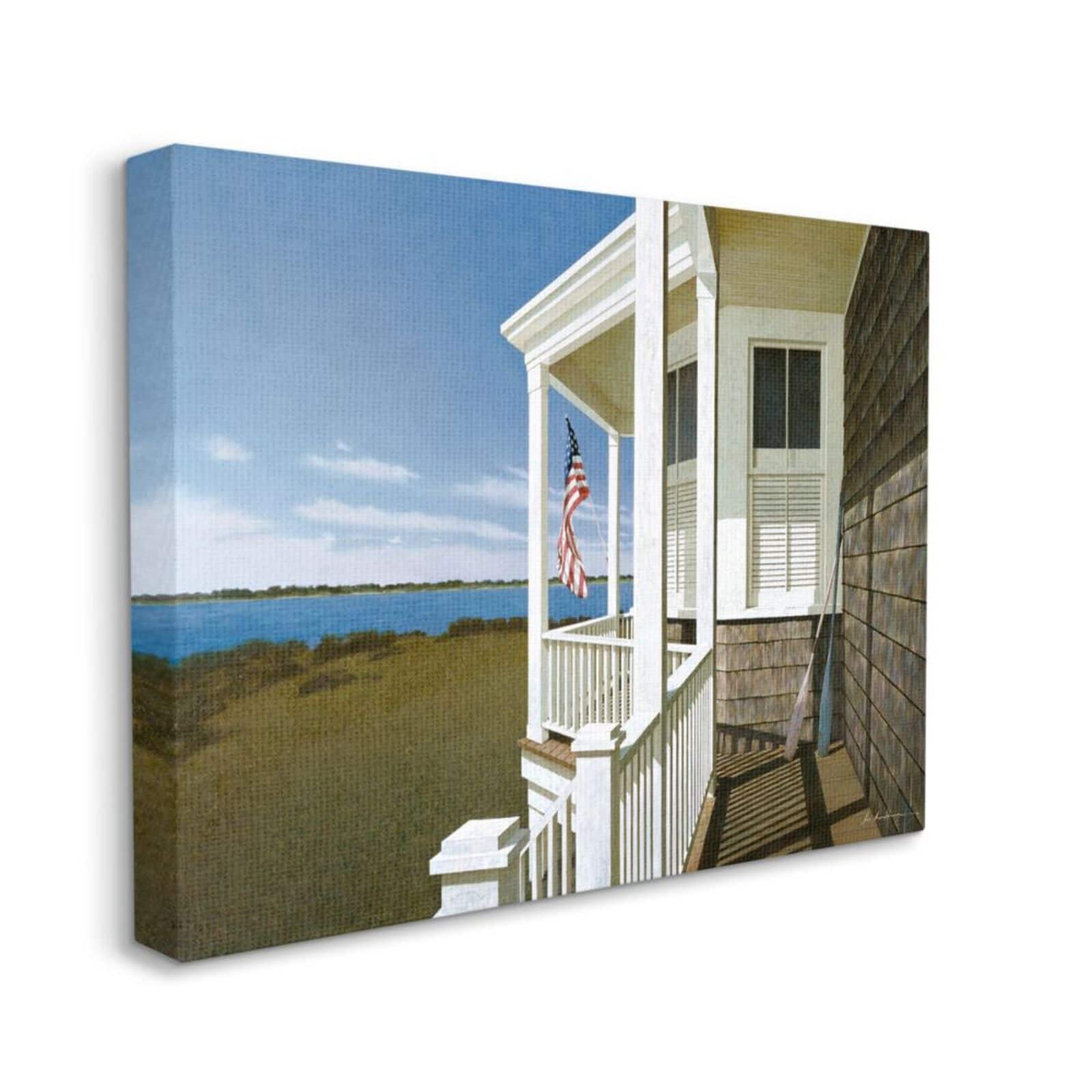 Stupell Industries Americana Cottage Porch Realistic Coastal Painting Canvas Wall Art