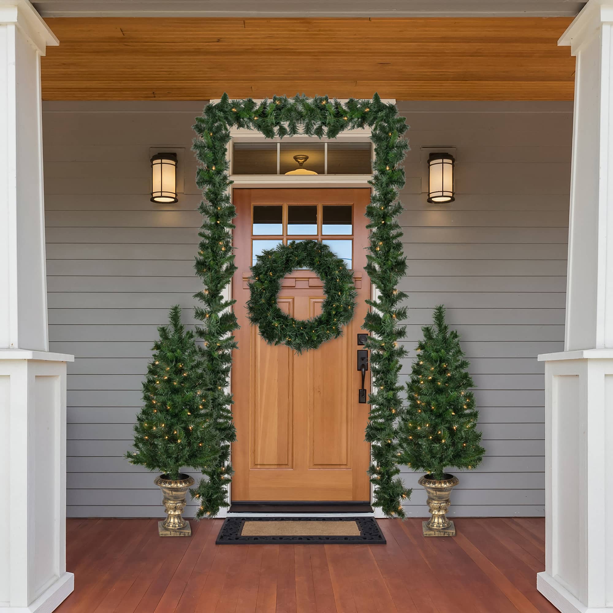 5-Piece Pre-Lit Norwich Pine Artificial Christmas Entryway Set