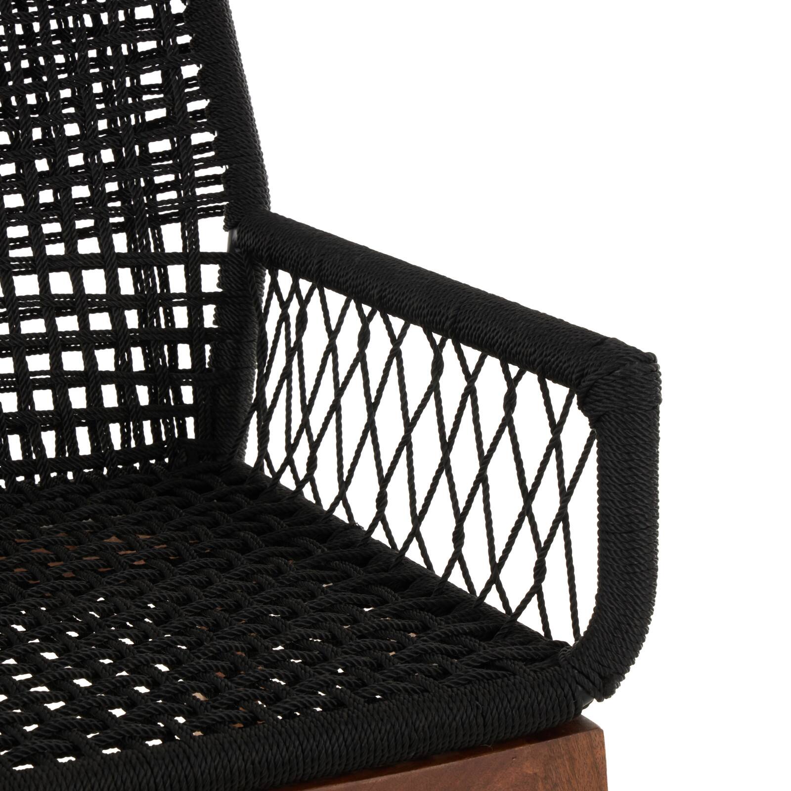 24" x 37" Black Jute Rope Handmade Woven Living Room Accent Chair