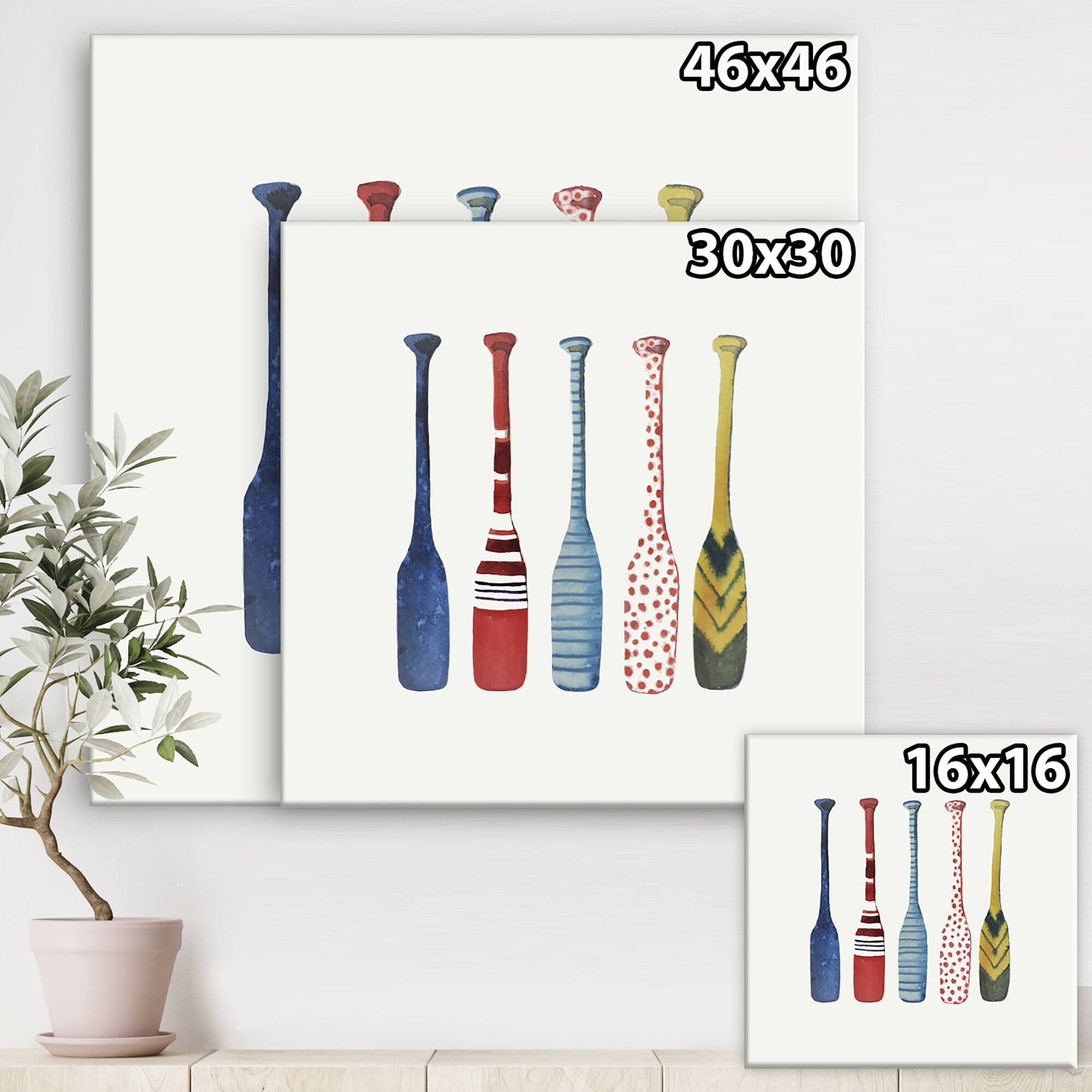 Designart - Five Paddles - Lake House Canvas Wall Art