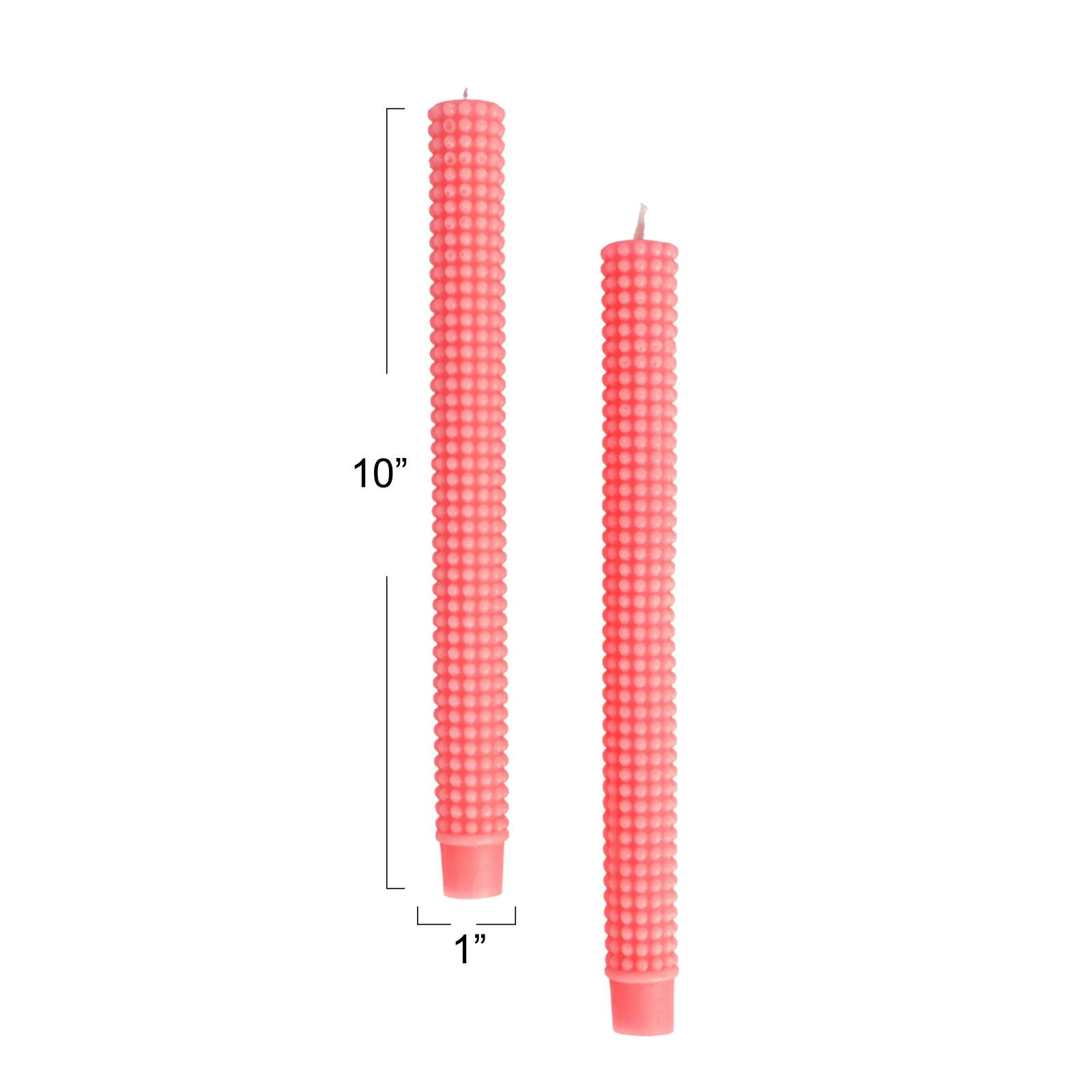 Hello Honey® 10" Pink Unscented Hobnail Taper Candles, 2ct.