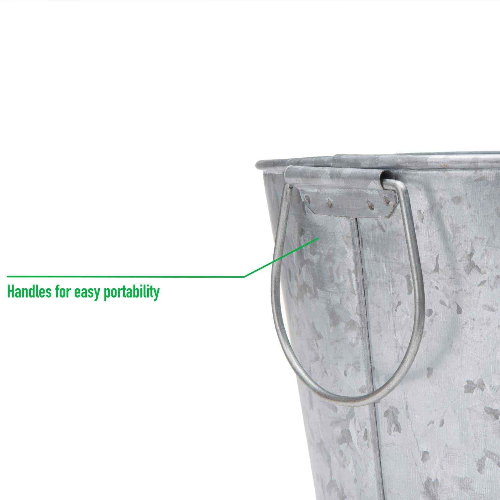 Mind Reader 9.5&#x27;&#x27; Small Round Galvanized Steel Beverage Tub with Handles
