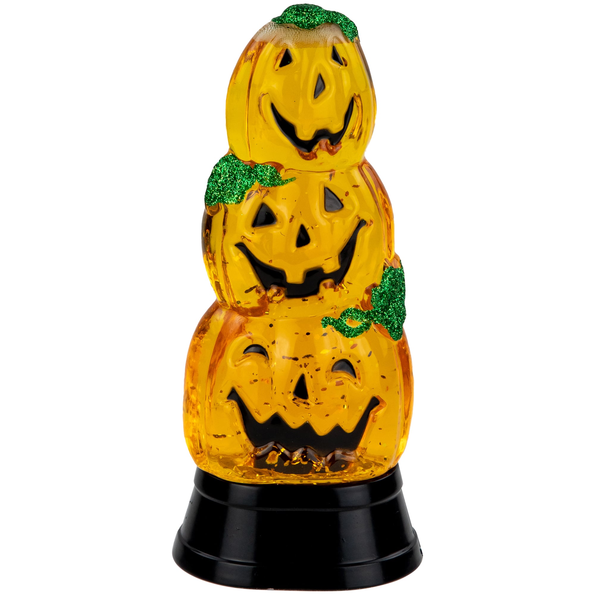 6.5&#x22; Orange LED Stacked Jack O&#x27; Lanterns Halloween Snow Globe