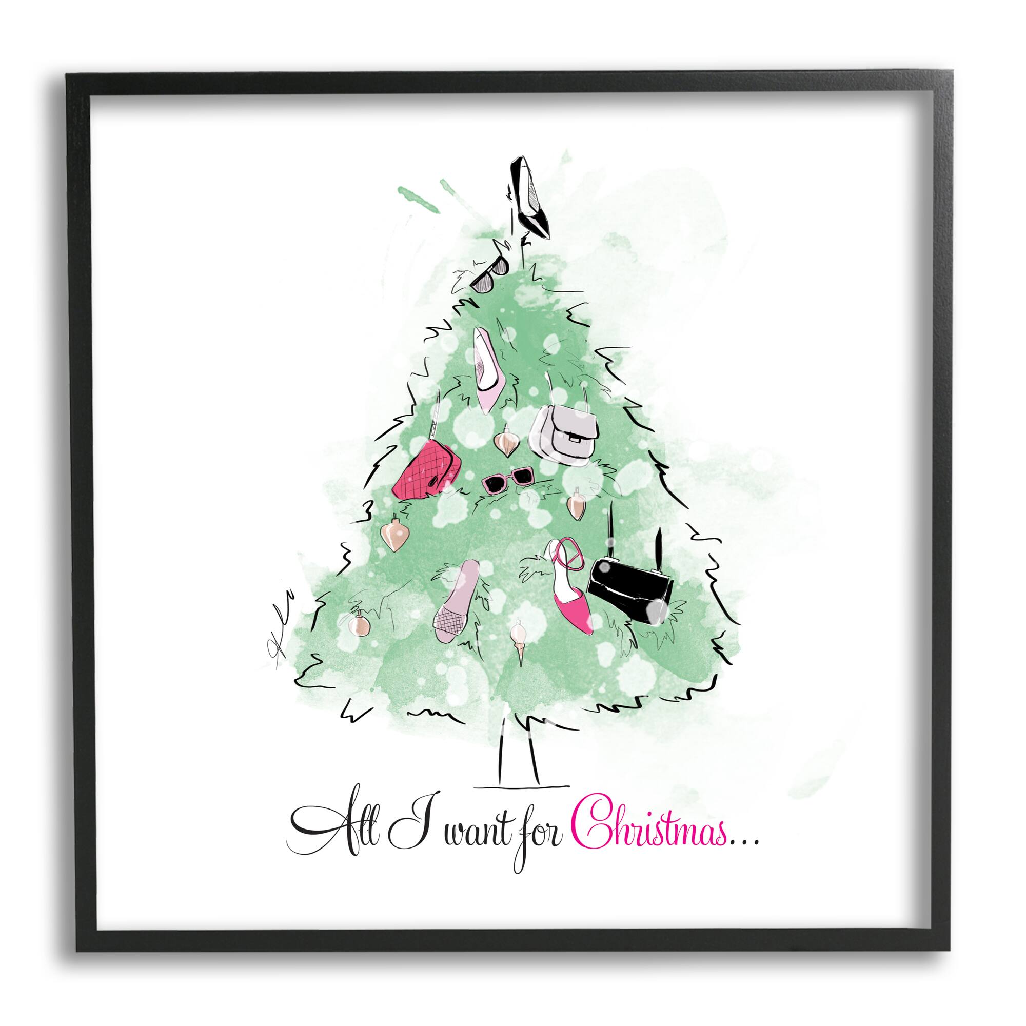 Stupell Industries All I want For Christmas Fashion Framed Giclee Art