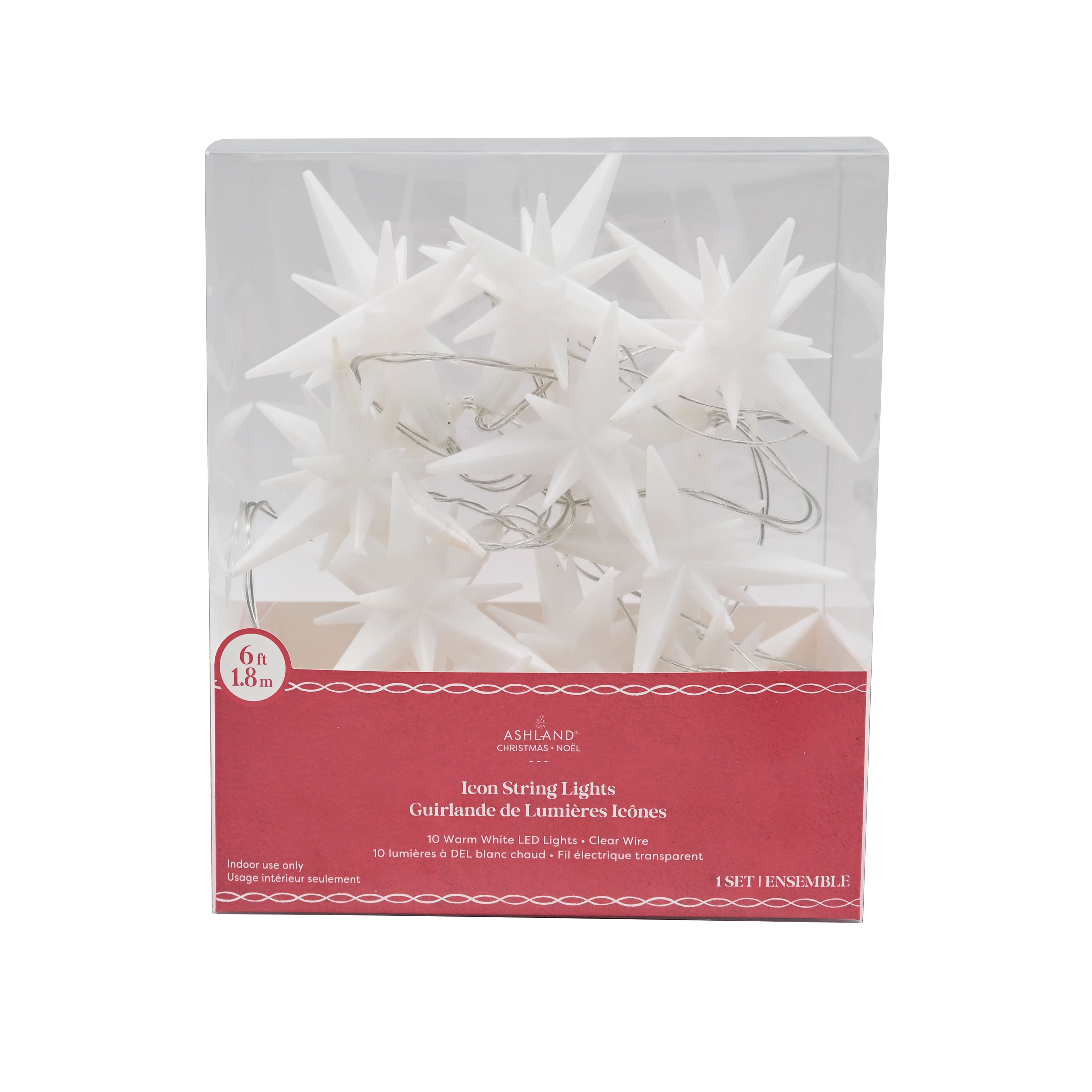 10ct. Warm White LED White Star Icon String Lights by Ashland&#xAE;
