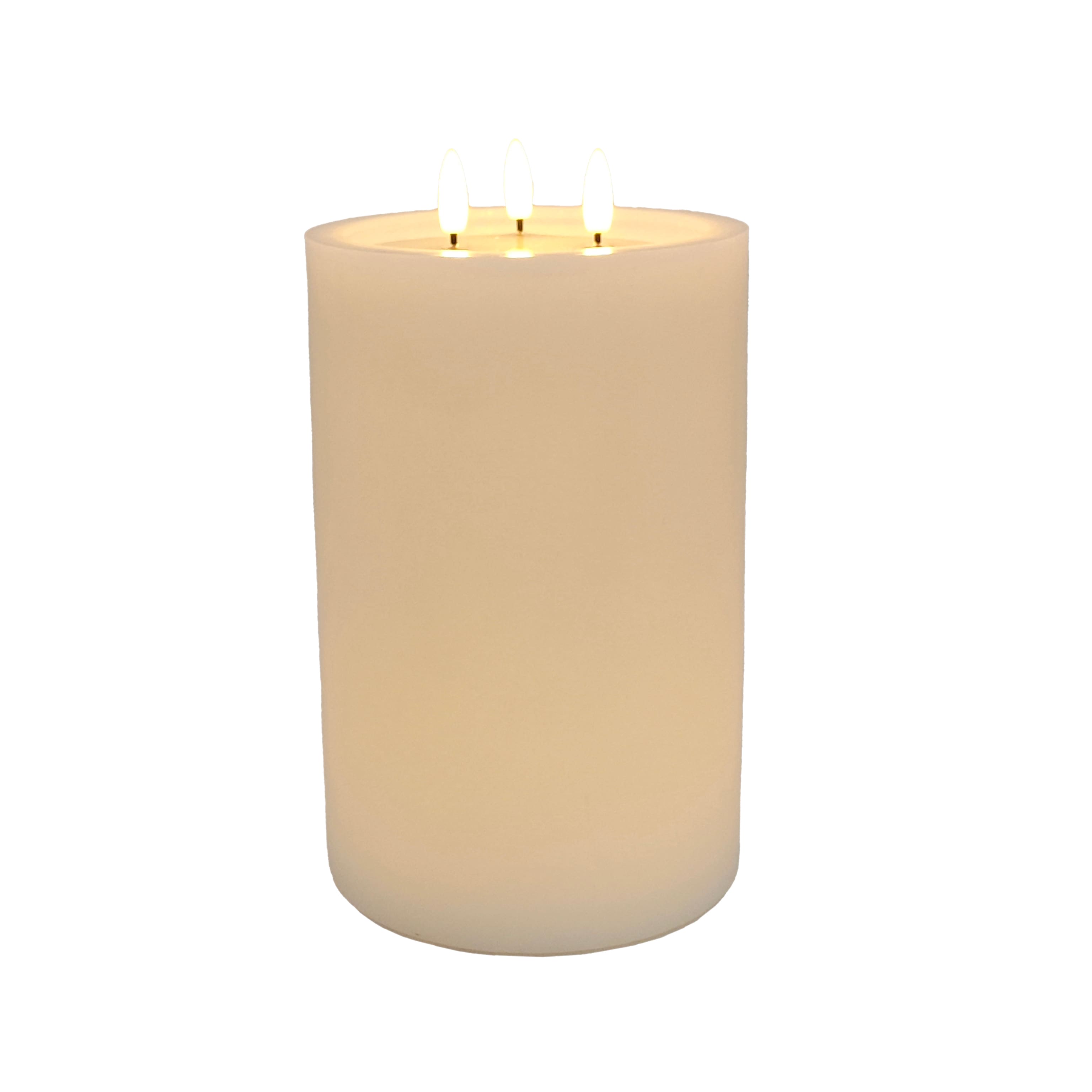 6" x 9" Flickering 3-Wick LED Wax Pillar Candle by Ashland®