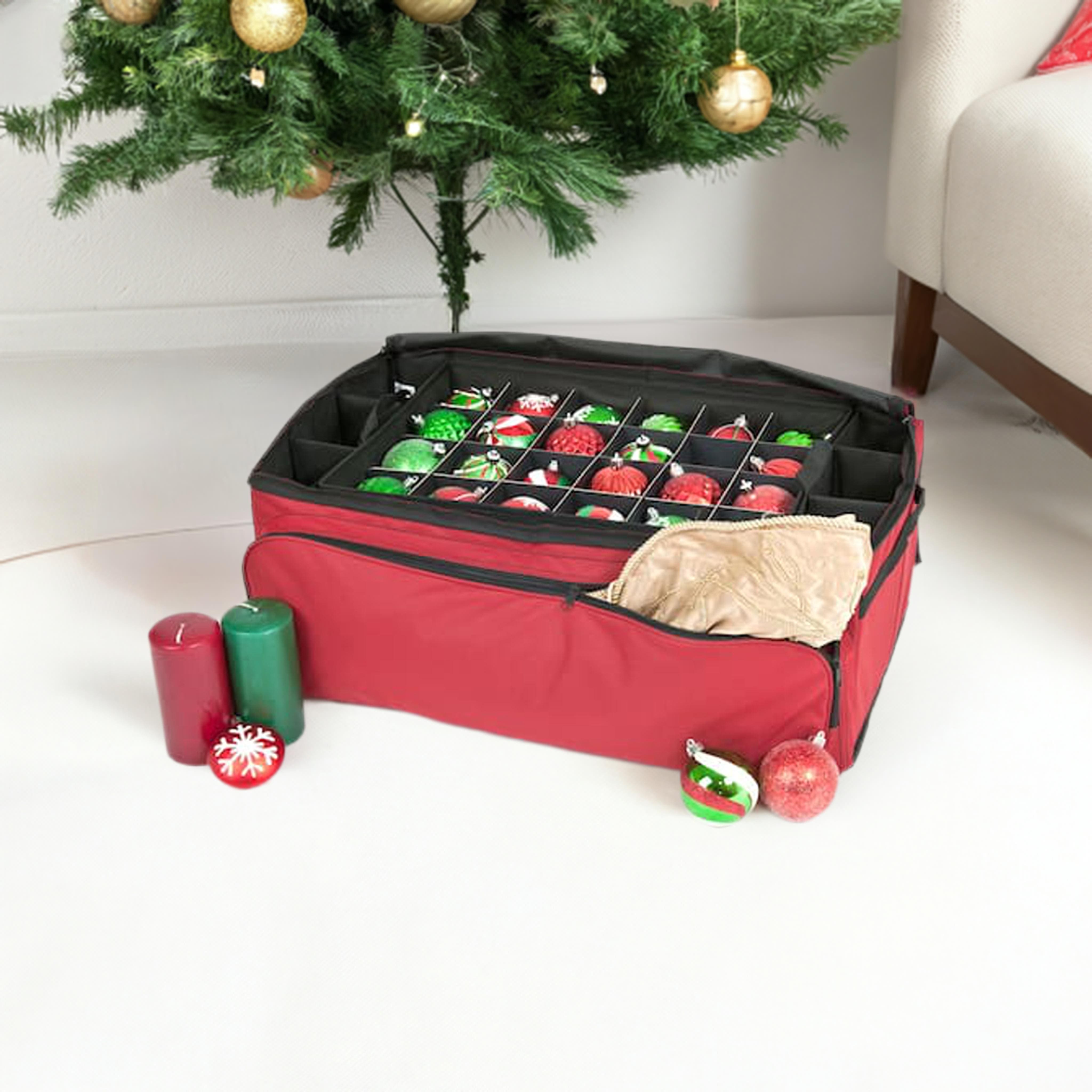 Santa's Bag 72ct. 3" Christmas Ornament Storage Box with Side Pockets